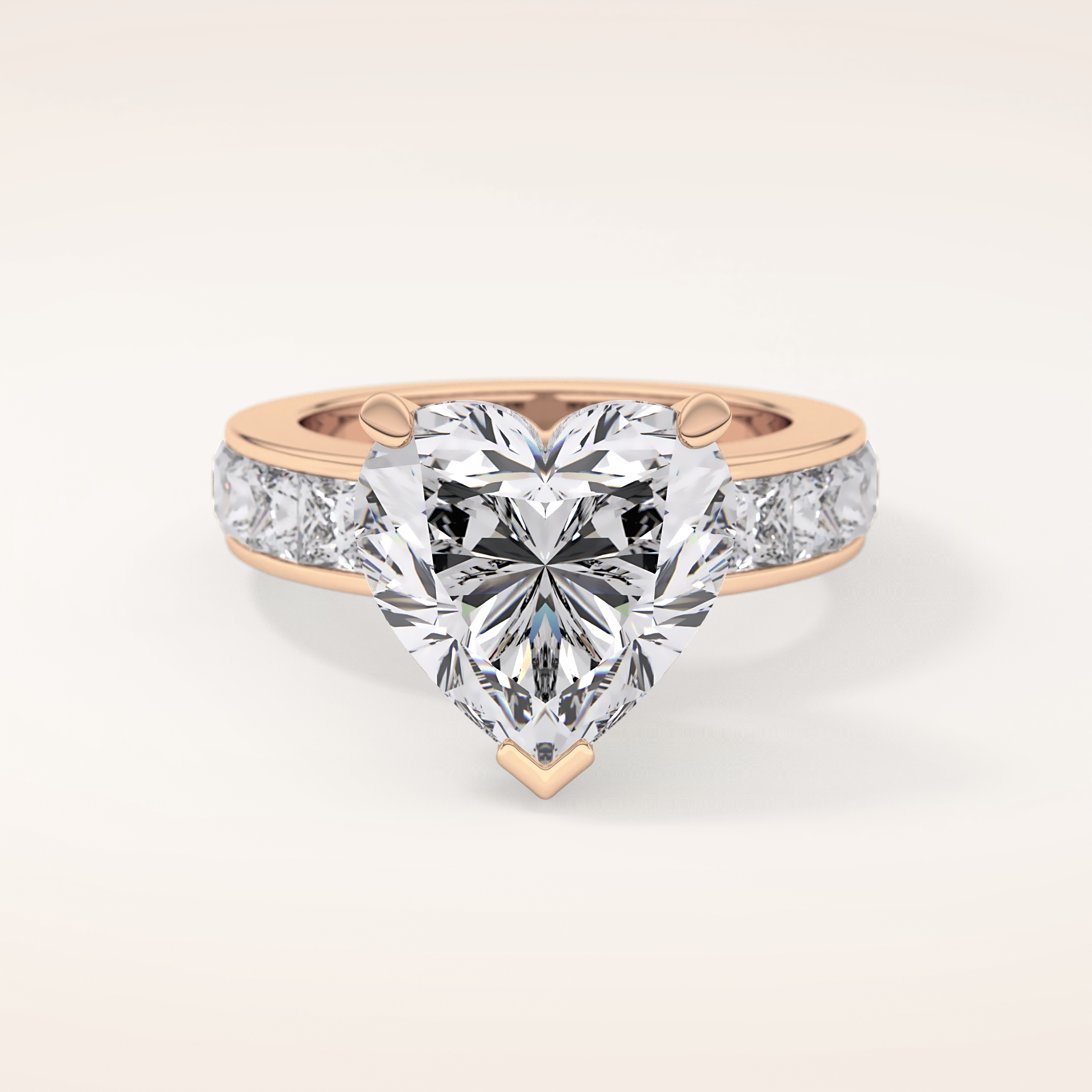 6.63 CT Heart Shaped Pave Moissanite Engagement Ring