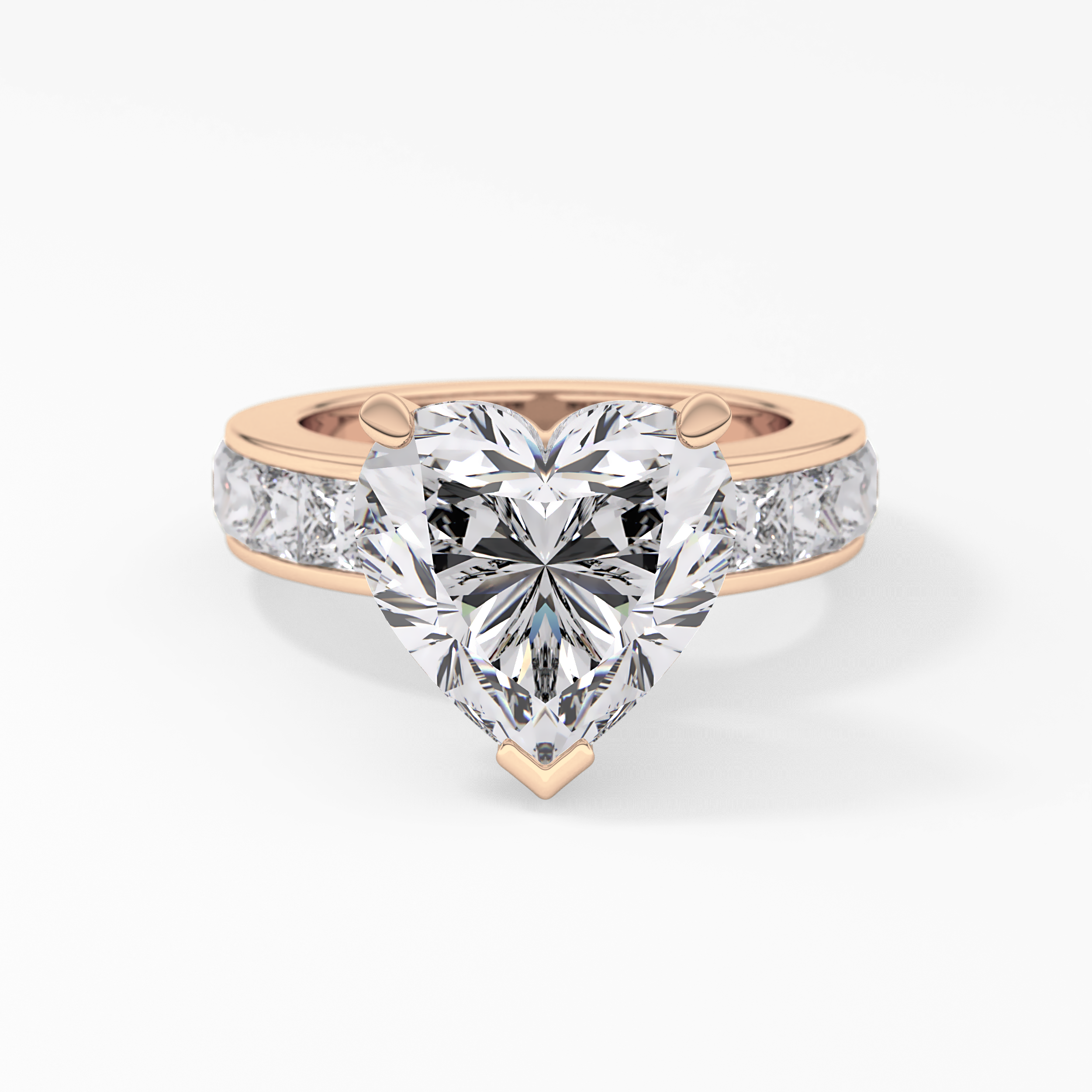 Heart Channel Pave Lab Grown Diamond Engagement Ring