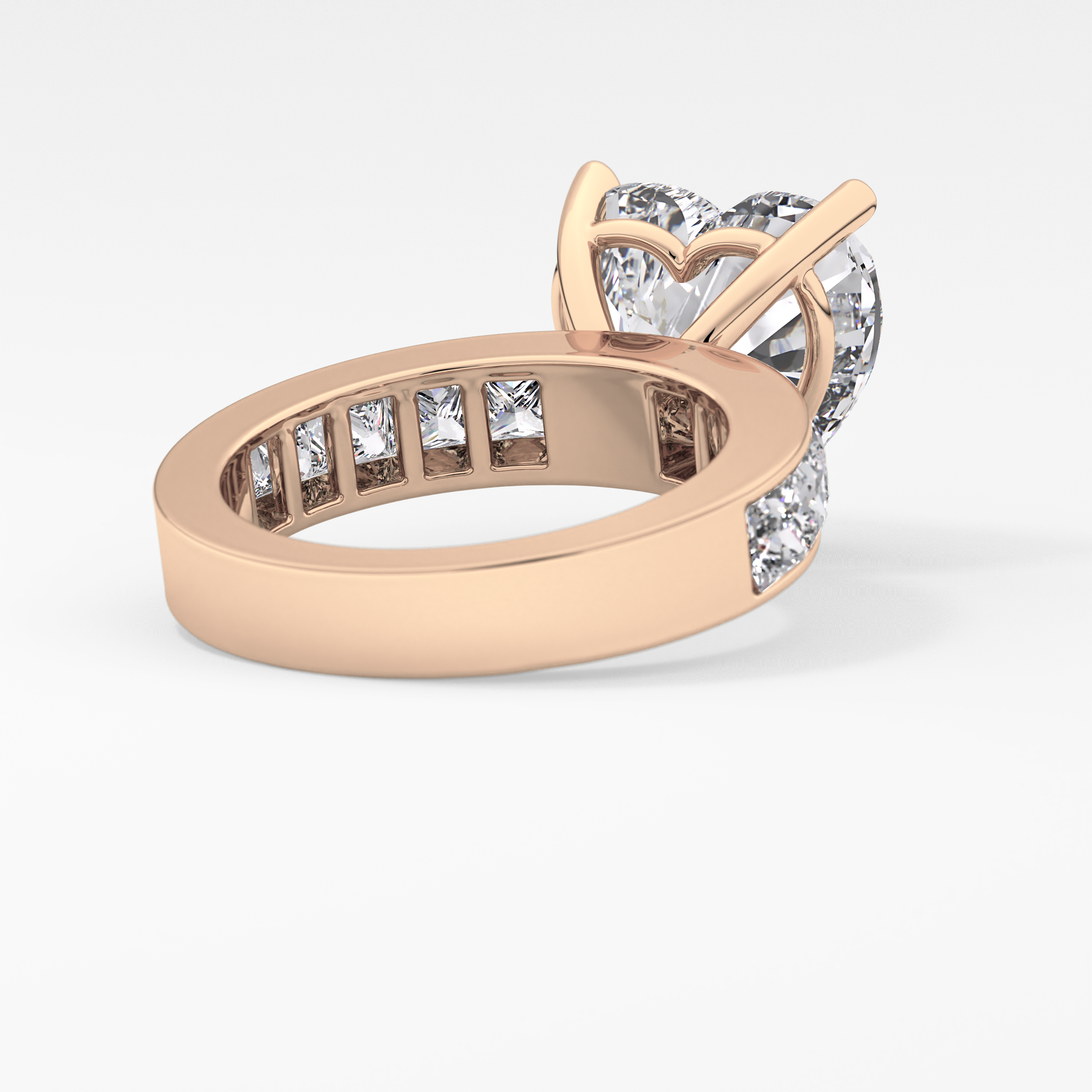 Heart Channel Pave Lab Grown Diamond Engagement Ring