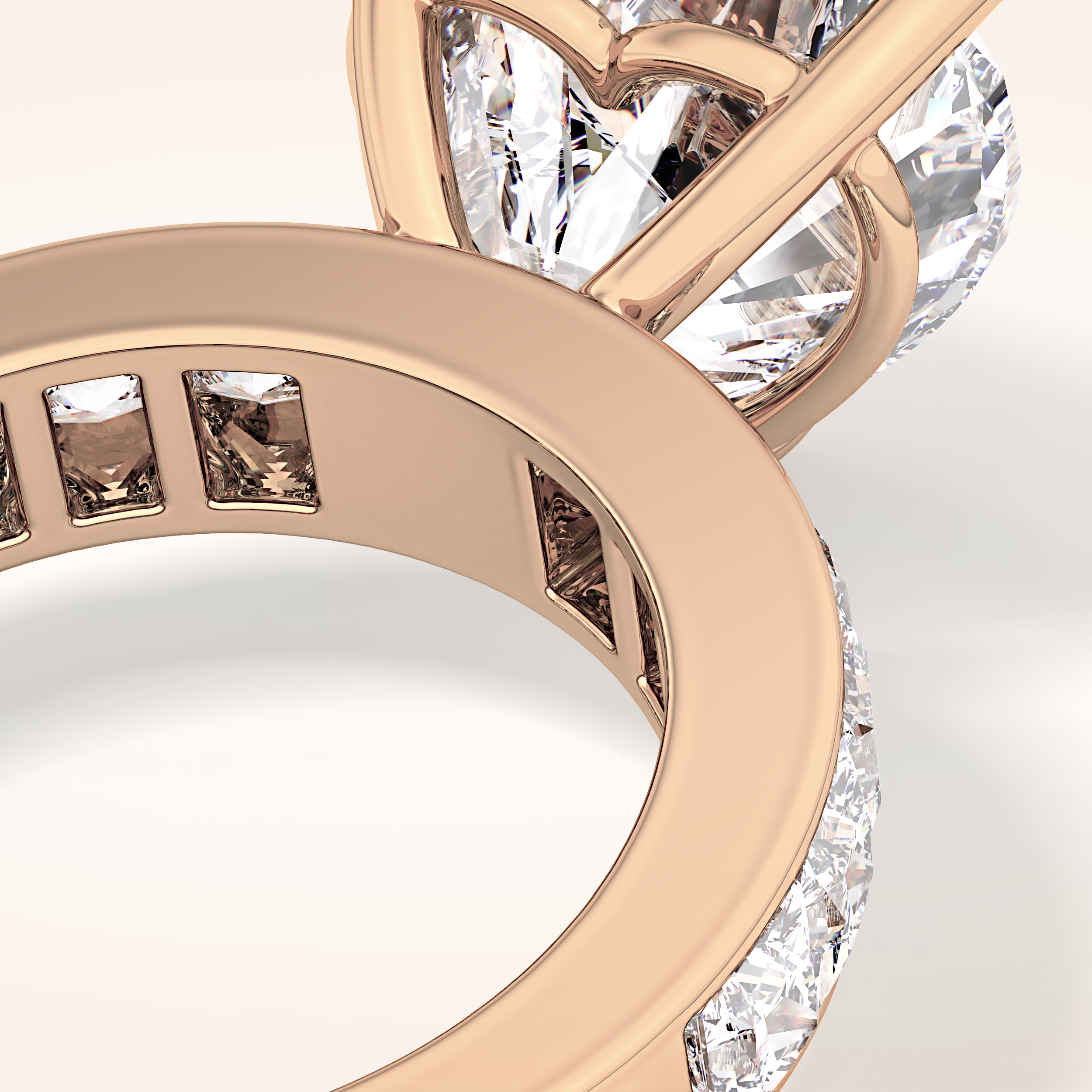 6.63 CT Heart Shaped Pave Moissanite Engagement Ring