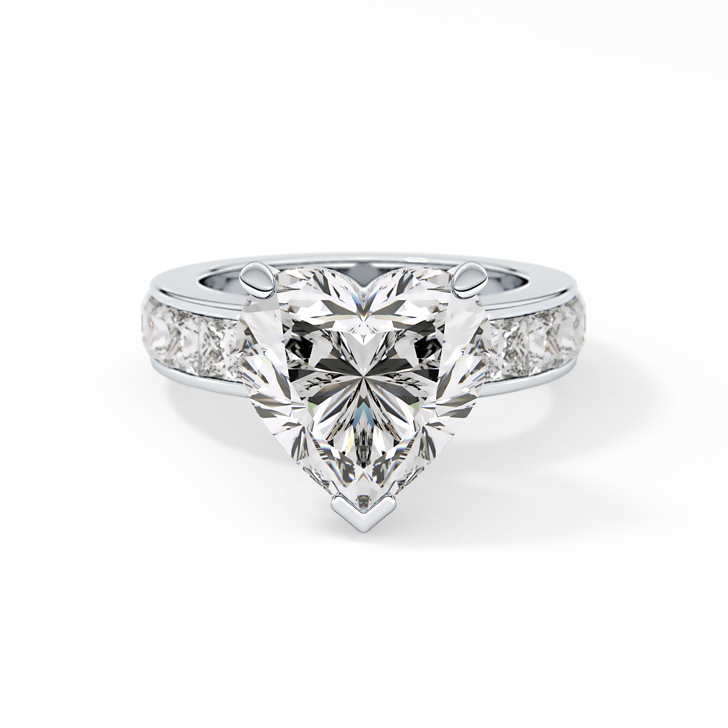 Heart Channel Pave Lab Grown Diamond Engagement Ring
