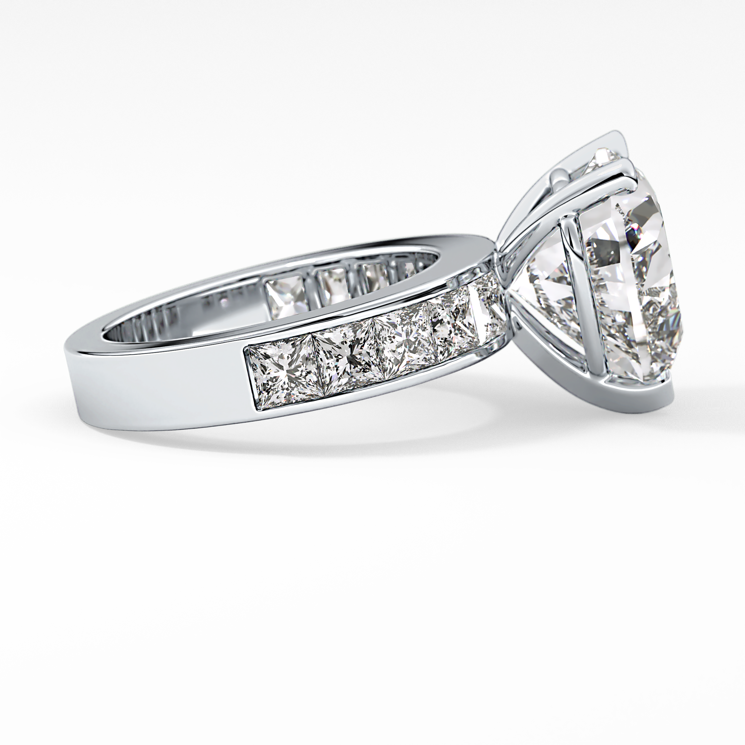Heart Channel Pave Lab Grown Diamond Engagement Ring
