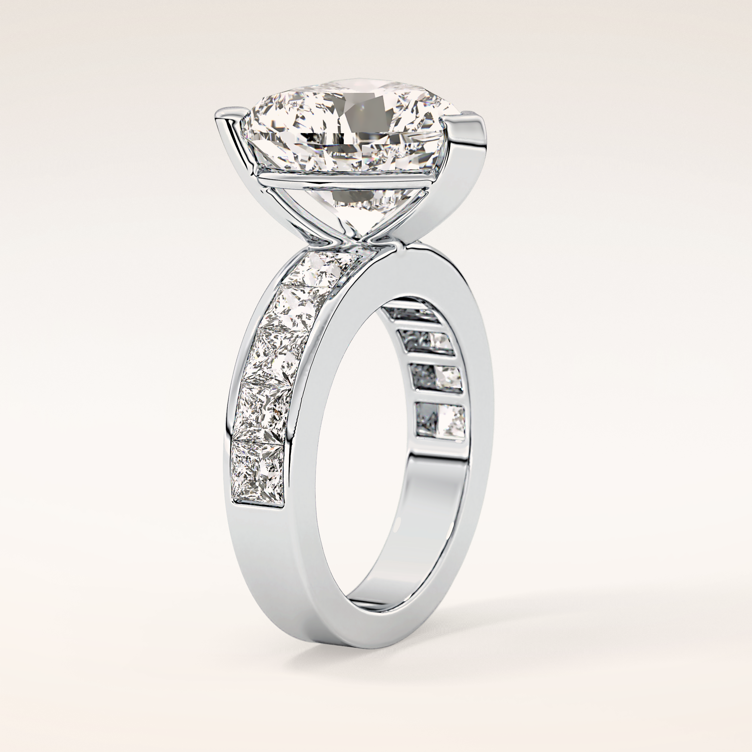 6.63 CT Heart Shaped Pave Moissanite Engagement Ring
