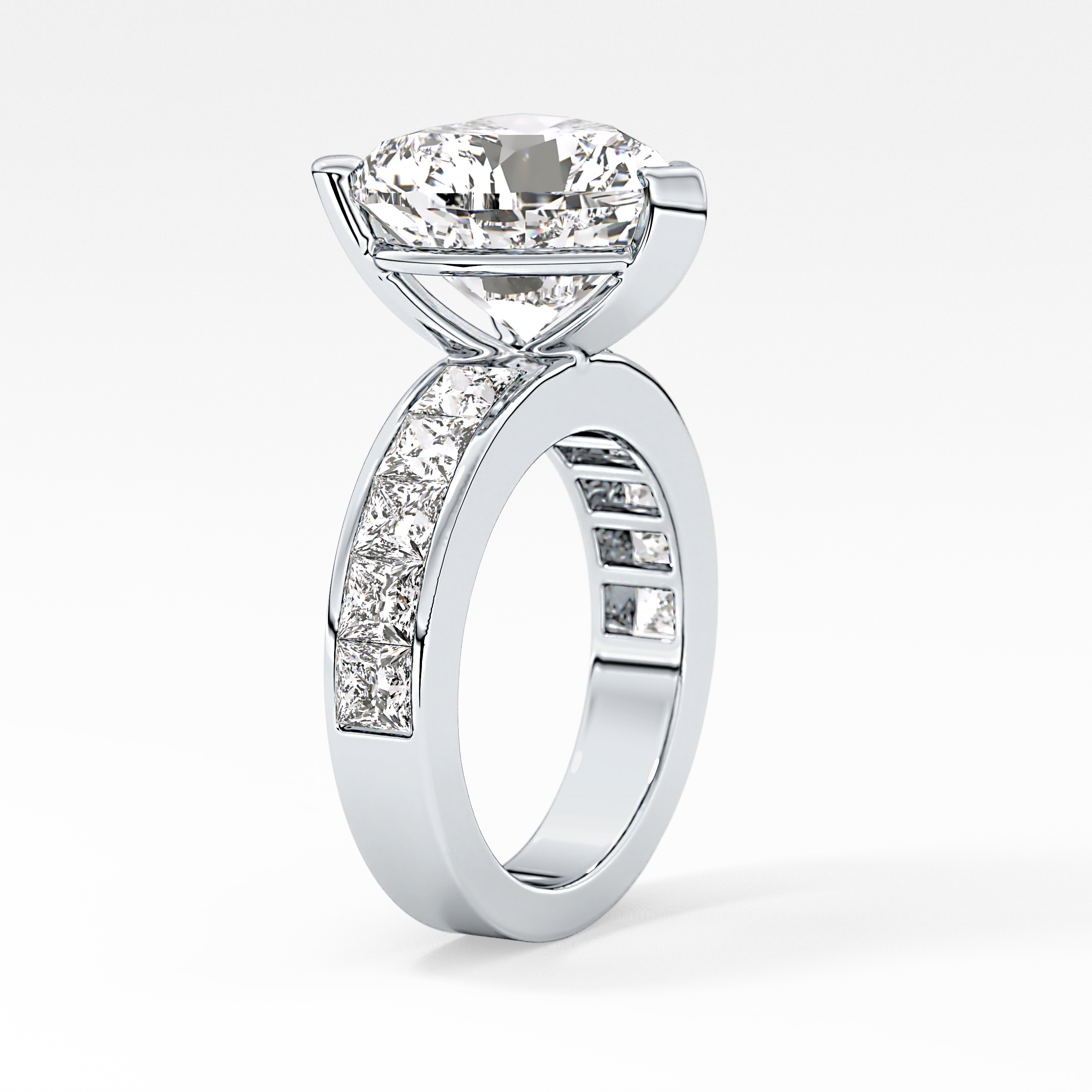 Heart Channel Pave Lab Grown Diamond Engagement Ring