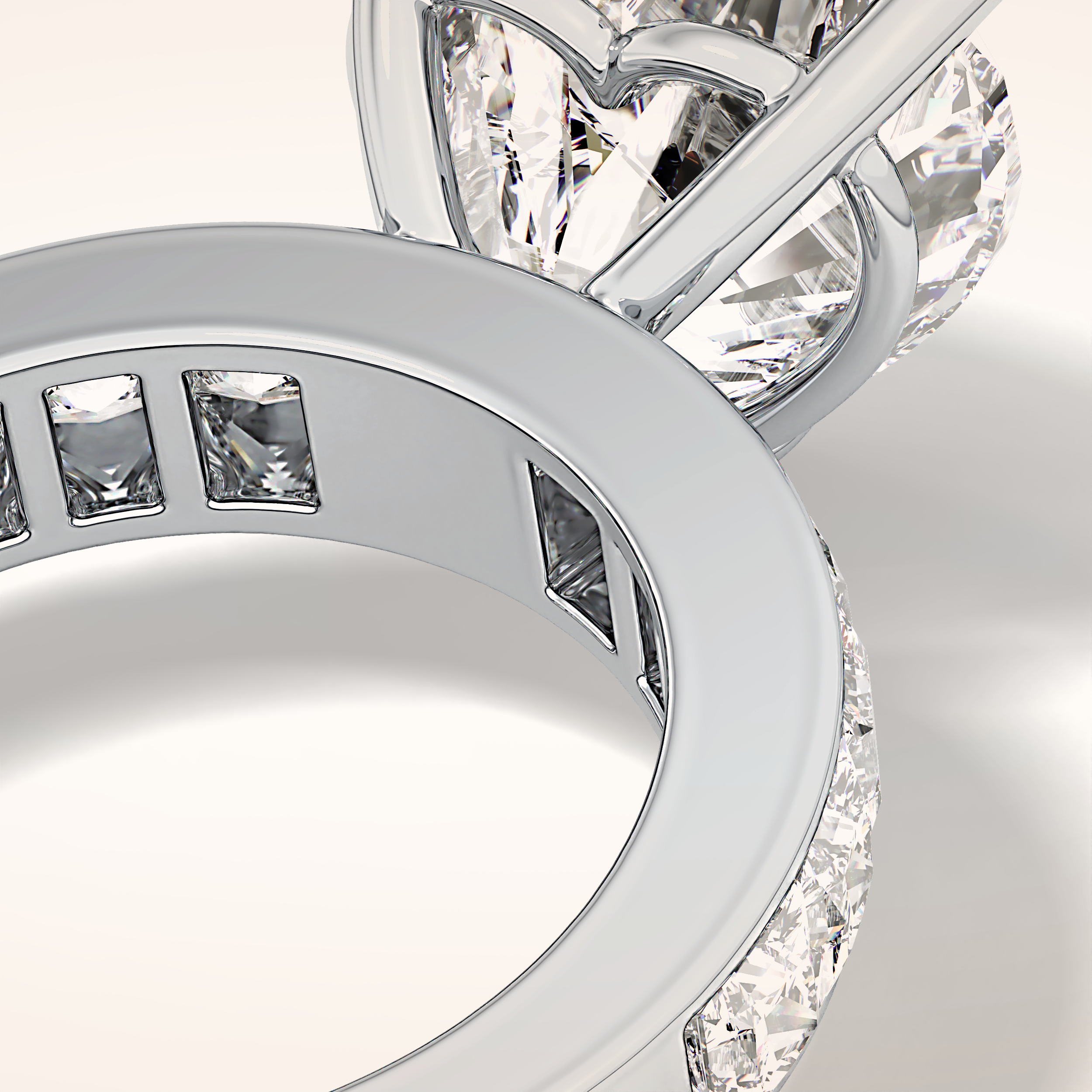 6.63 CT Heart Shaped Pave Moissanite Engagement Ring