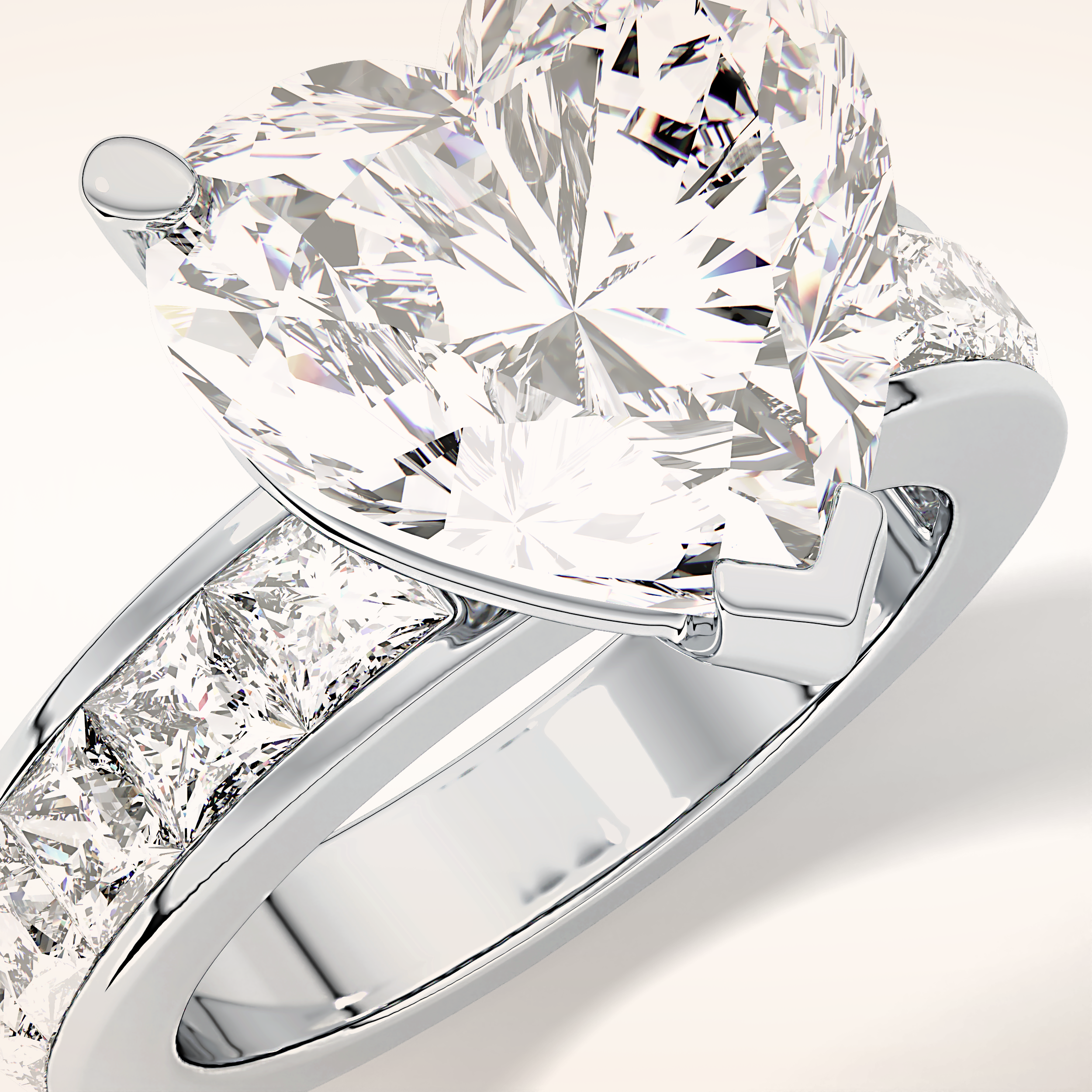 6.63 CT Heart Shaped Pave Moissanite Engagement Ring