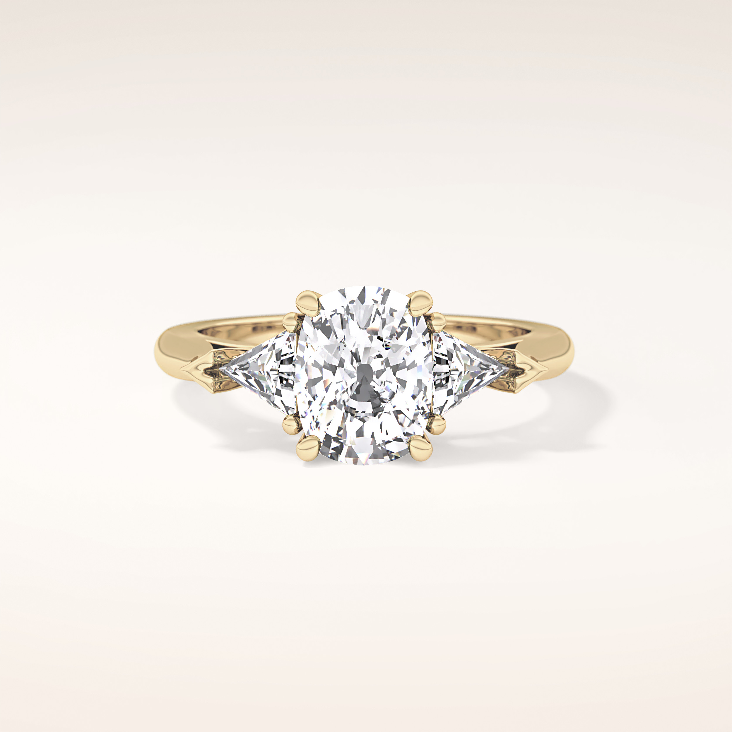 2.35 CT Cushion Shaped Three Stone Moissanite Engagement Ring
