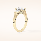 2.35 CT Cushion Shaped Three Stone Moissanite Engagement Ring