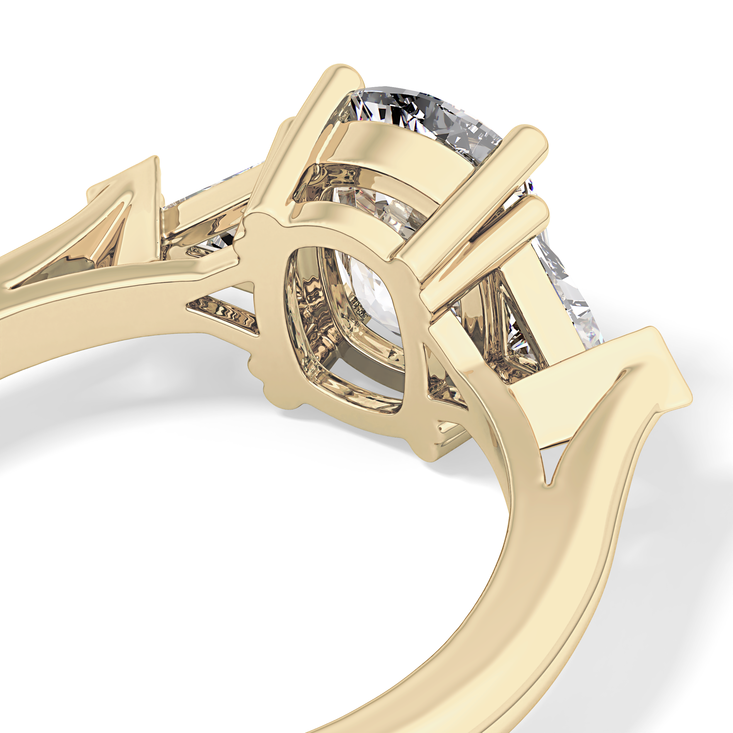 Cushion Three Stone Lab Grown Diamond Engagement Ring