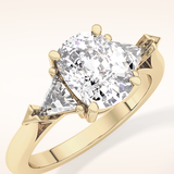 2.35 CT Cushion Shaped Three Stone Moissanite Engagement Ring