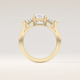 2.35 CT Cushion Shaped Three Stone Moissanite Engagement Ring