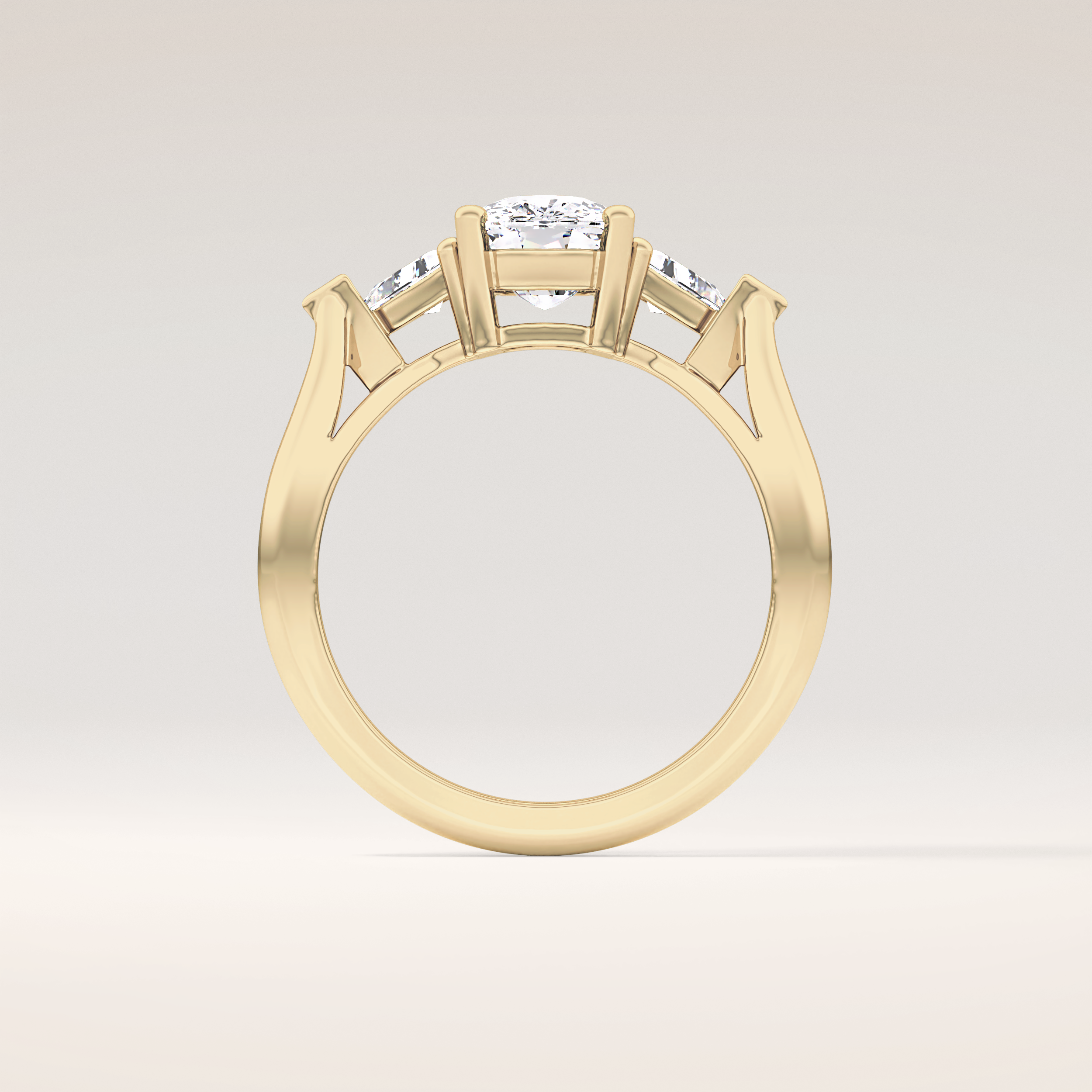 2.35 CT Cushion Shaped Three Stone Moissanite Engagement Ring