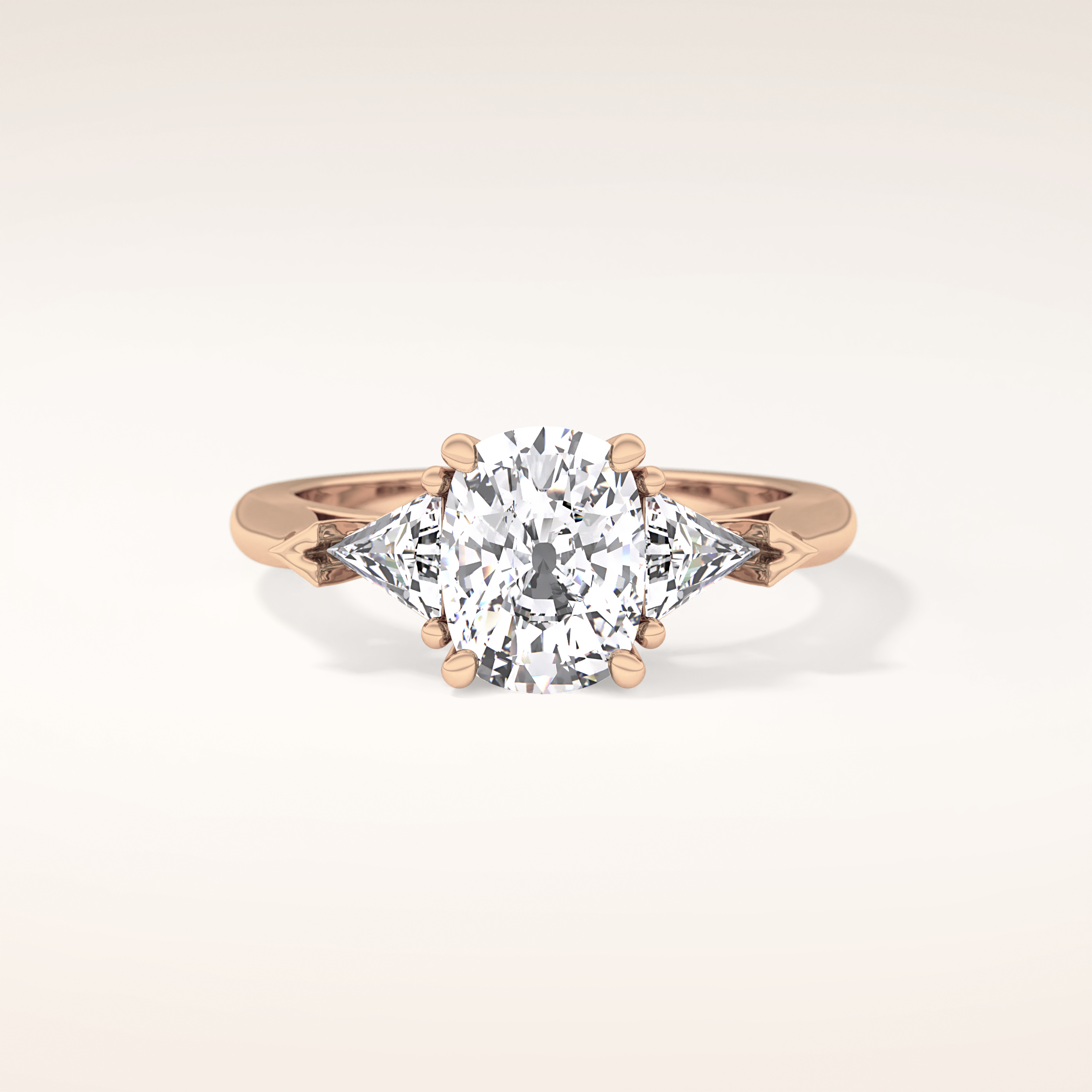 2.35 CT Cushion Shaped Three Stone Moissanite Engagement Ring