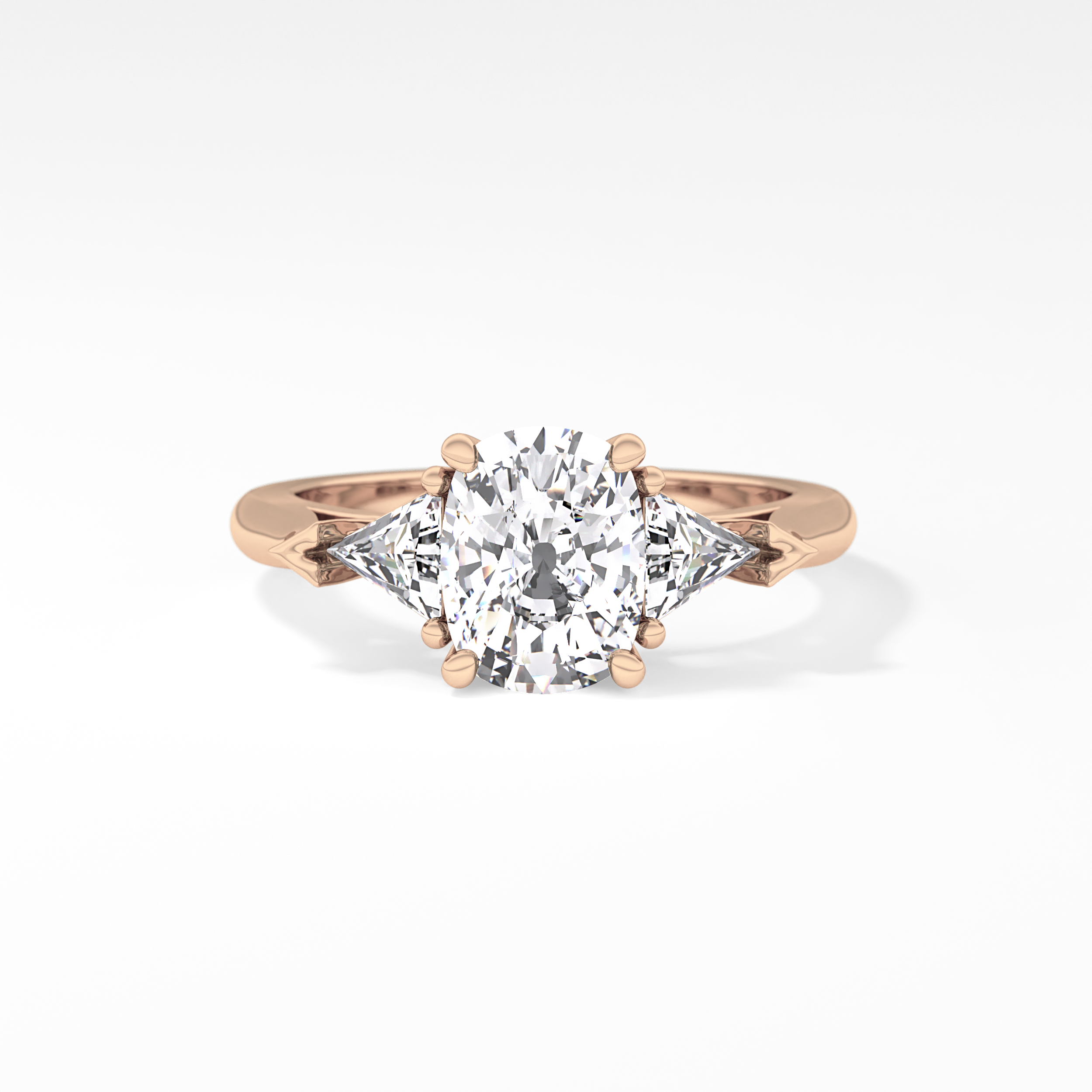 Cushion Three Stone Lab Grown Diamond Engagement Ring