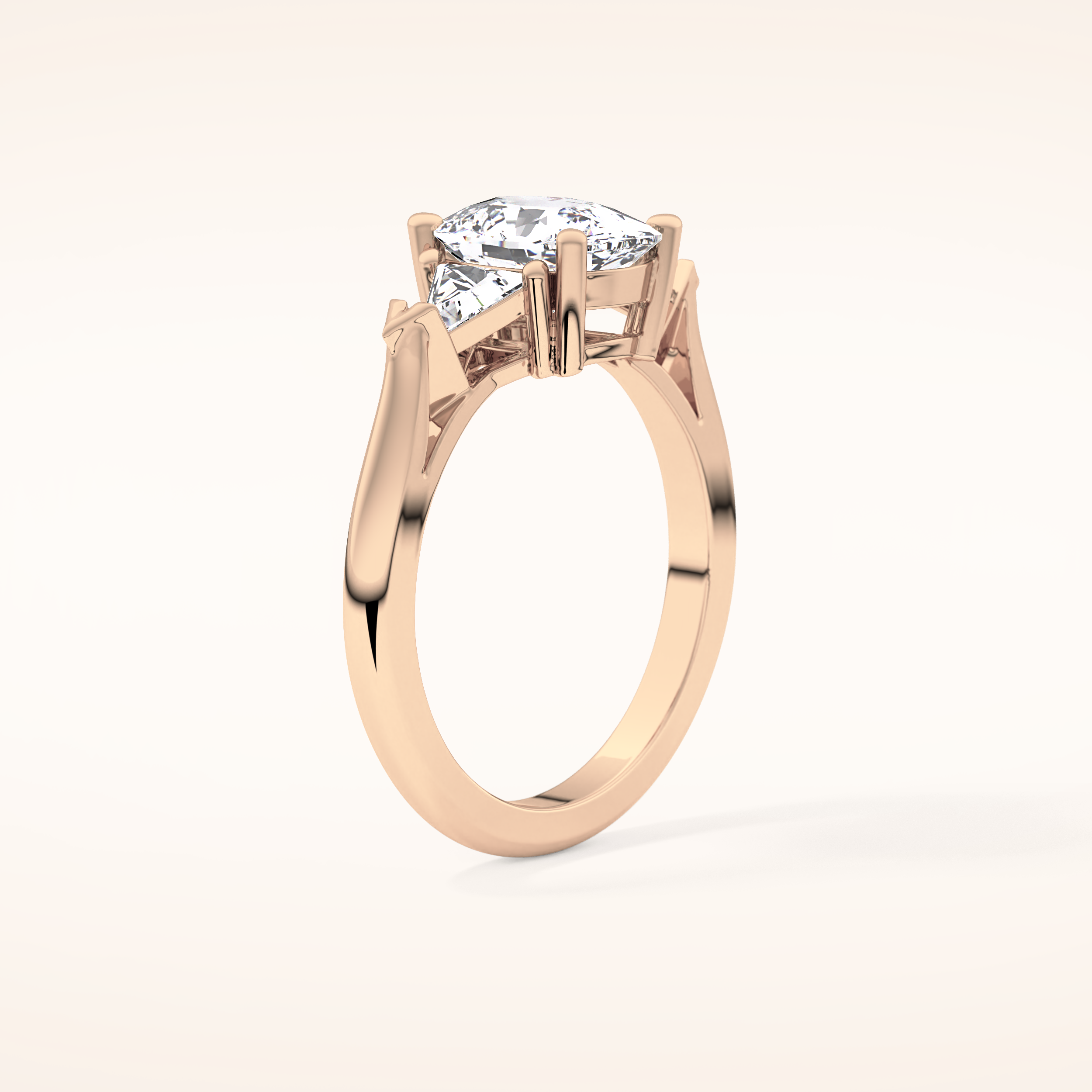 2.35 CT Cushion Shaped Three Stone Moissanite Engagement Ring