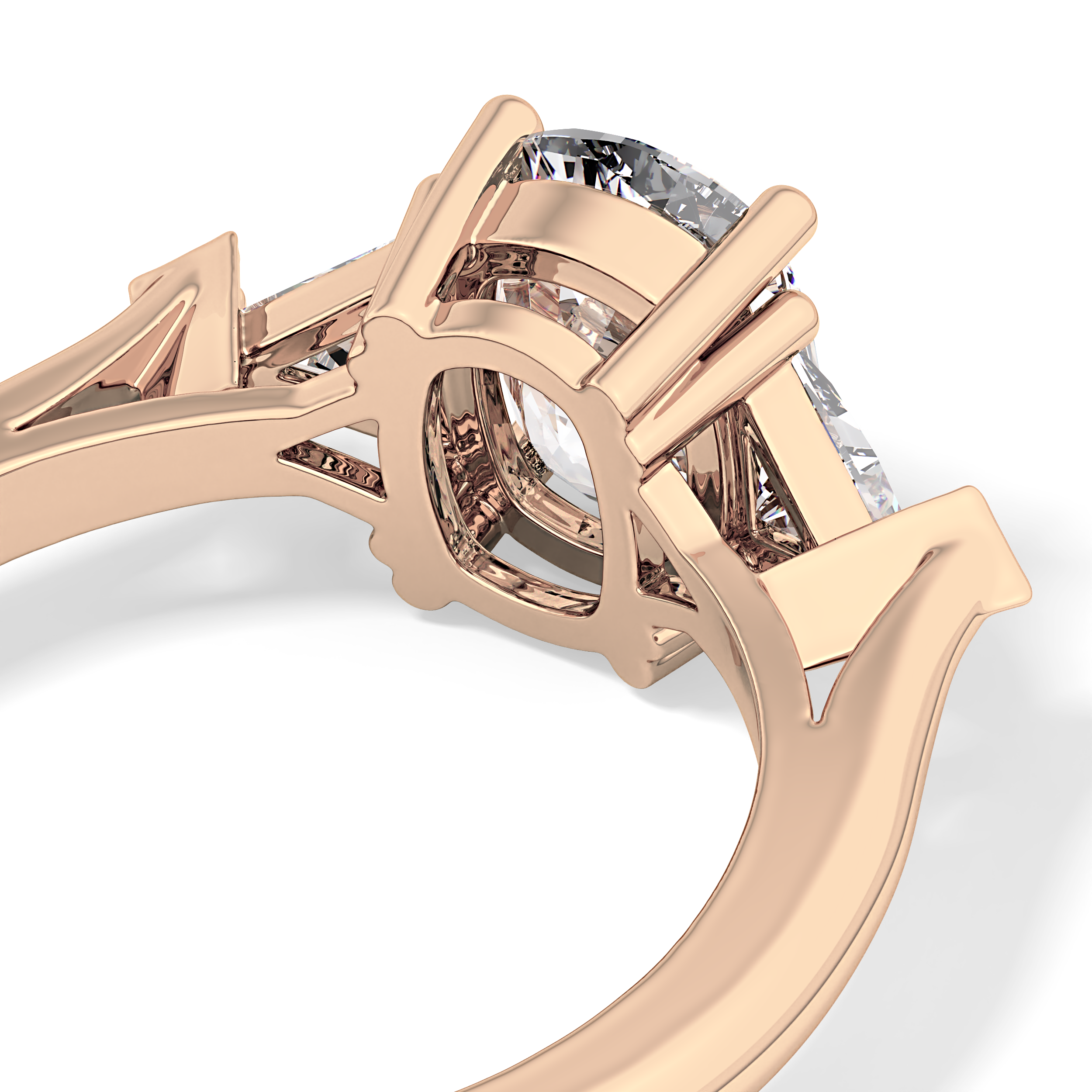 Cushion Three Stone Lab Grown Diamond Engagement Ring