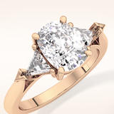 2.35 CT Cushion Shaped Three Stone Moissanite Engagement Ring
