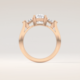 2.35 CT Cushion Shaped Three Stone Moissanite Engagement Ring