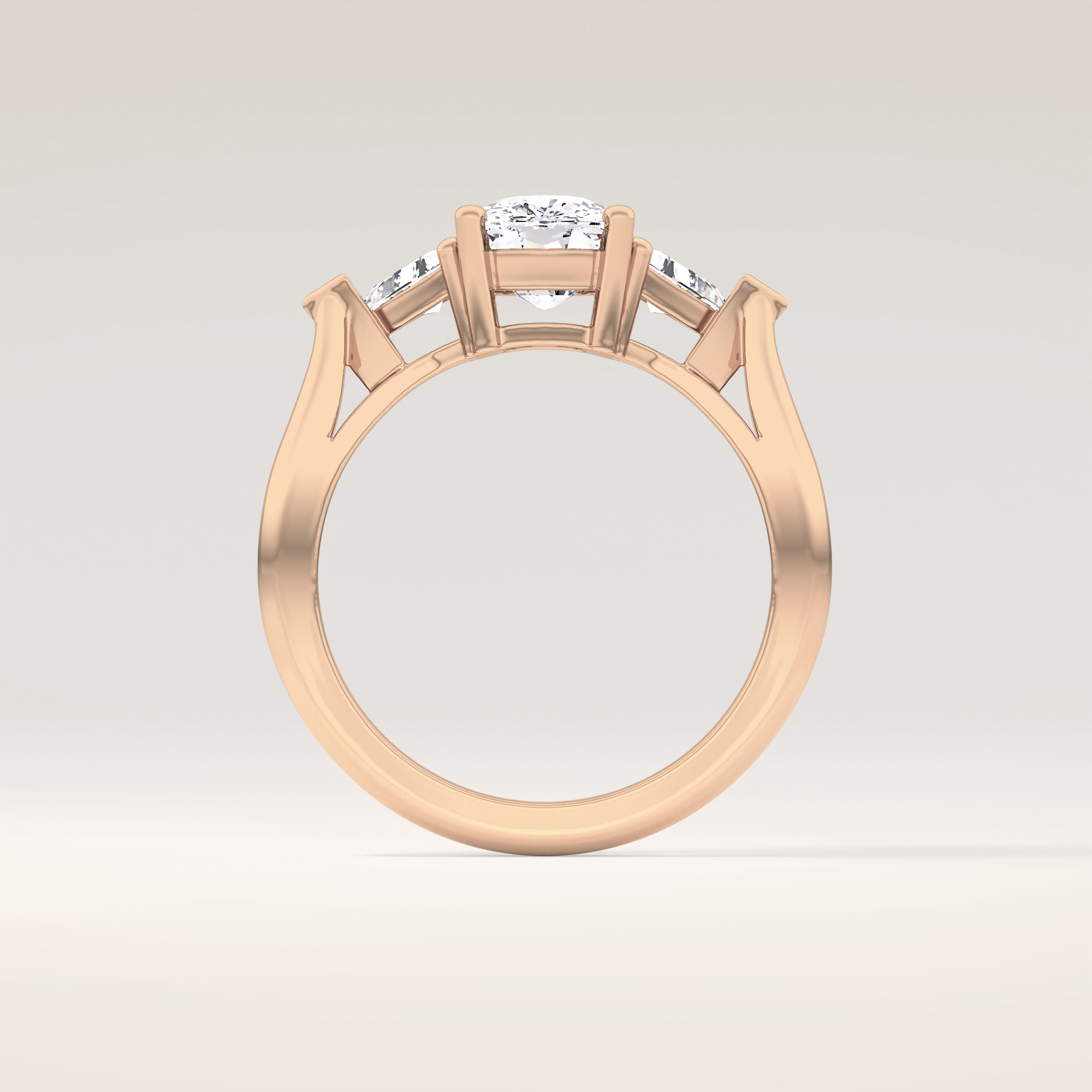 2.35 CT Cushion Shaped Three Stone Moissanite Engagement Ring