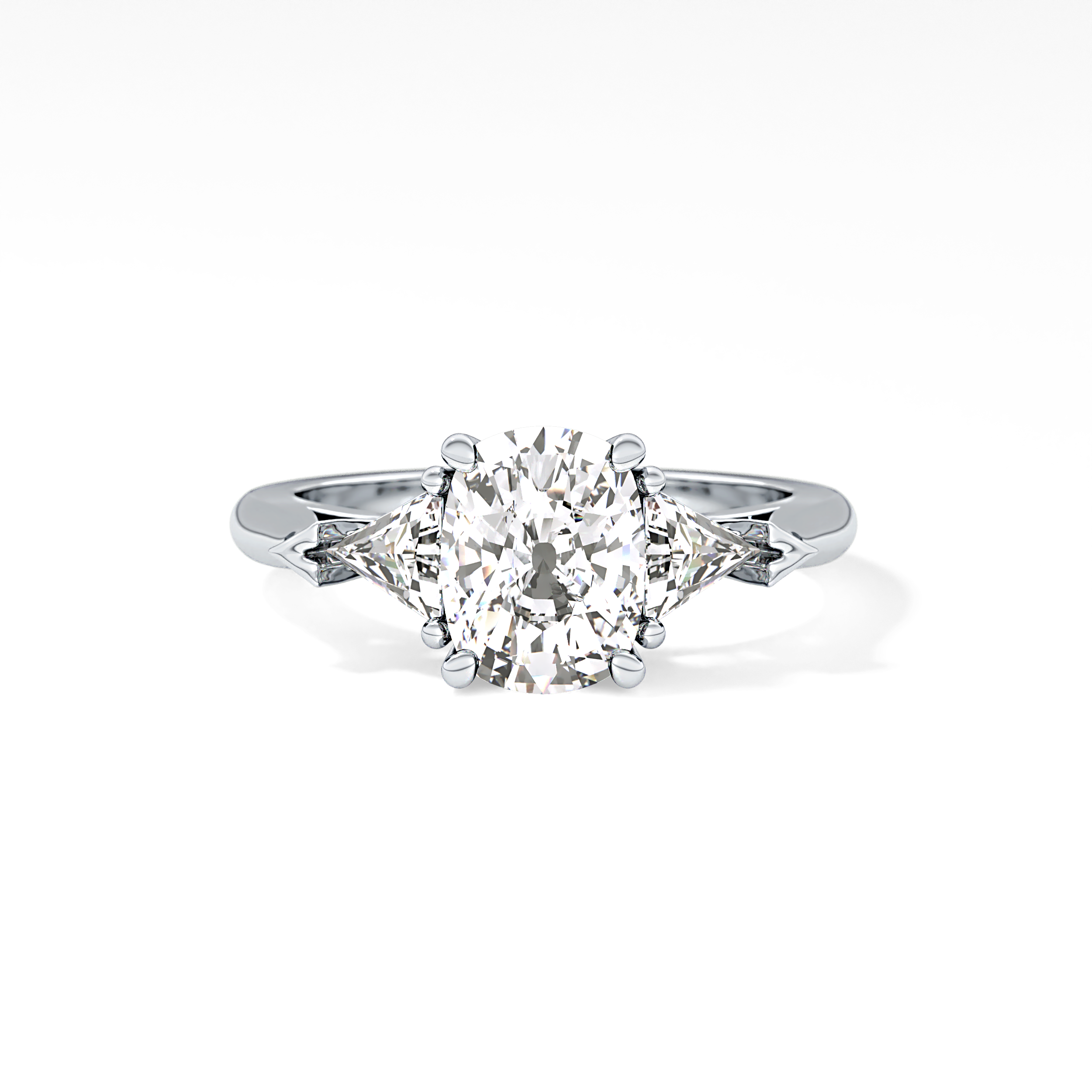 Cushion Three Stone Lab Grown Diamond Engagement Ring