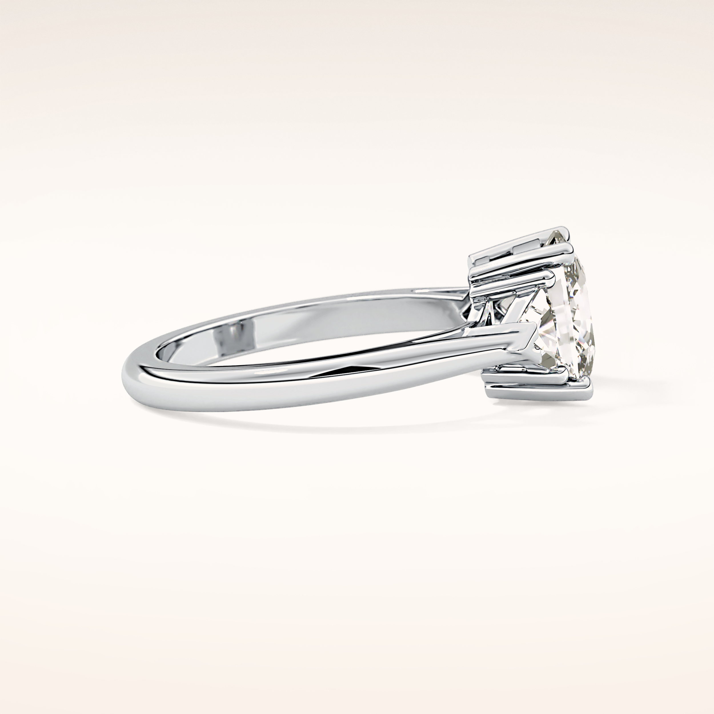 2.35 CT Cushion Shaped Three Stone Moissanite Engagement Ring