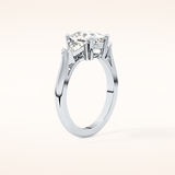 2.35 CT Cushion Shaped Three Stone Moissanite Engagement Ring