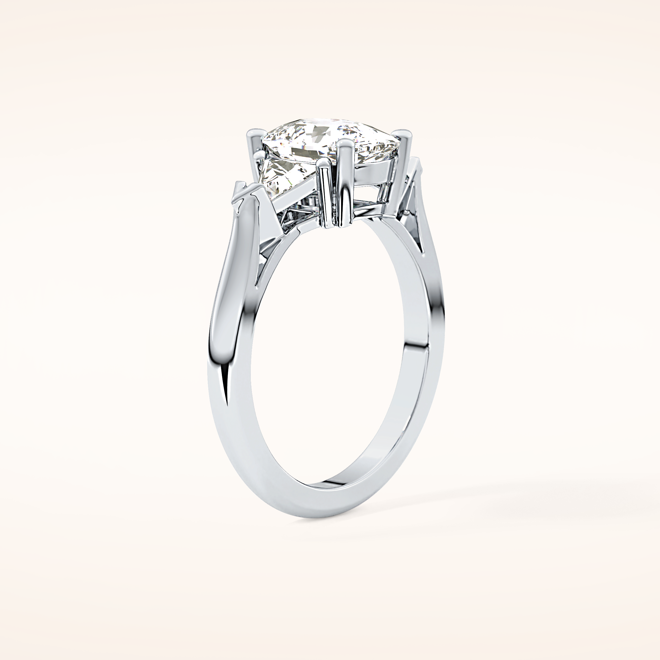 2.35 CT Cushion Shaped Three Stone Moissanite Engagement Ring