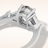 2.35 CT Cushion Shaped Three Stone Moissanite Engagement Ring