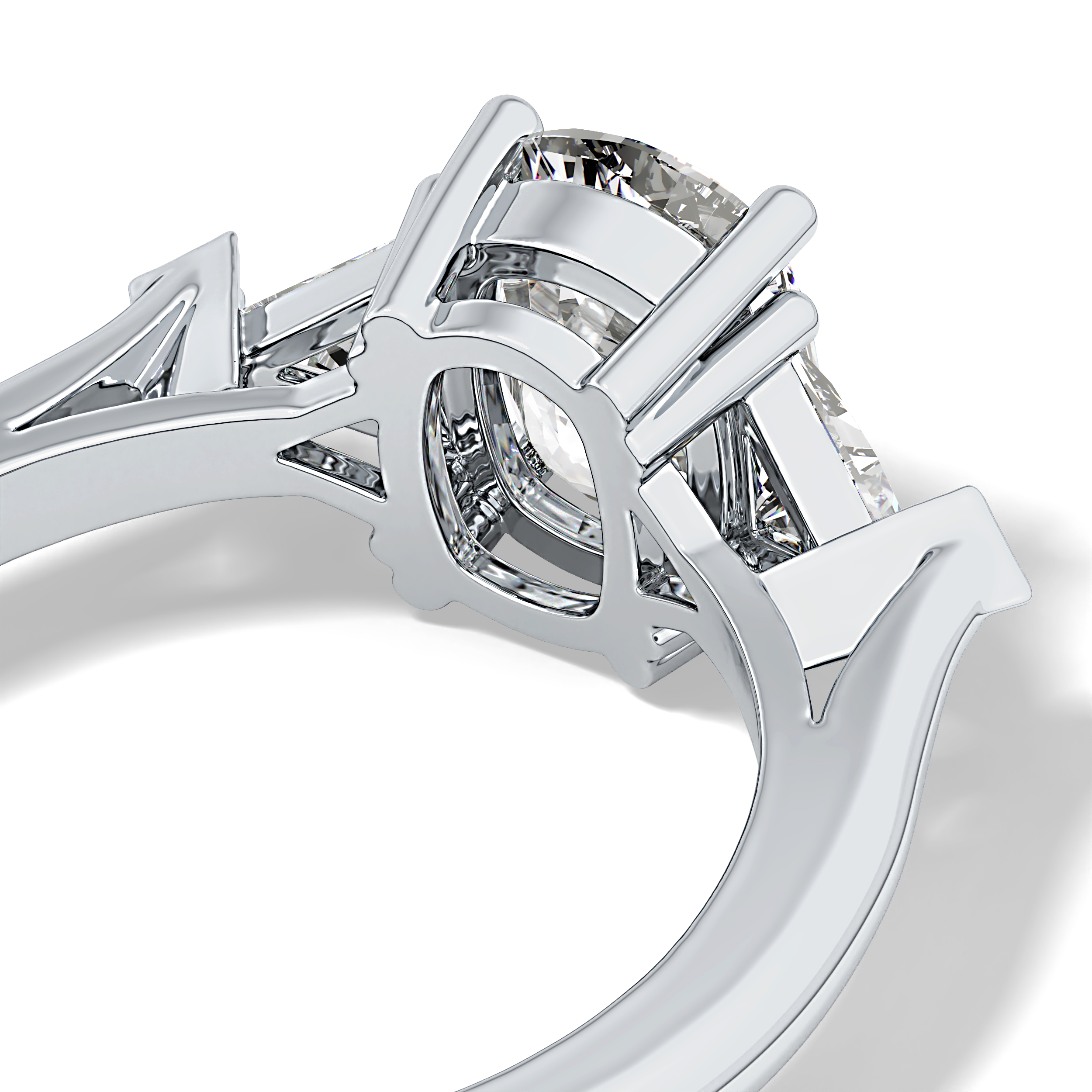Cushion Three Stone Lab Grown Diamond Engagement Ring