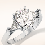 2.35 CT Cushion Shaped Three Stone Moissanite Engagement Ring