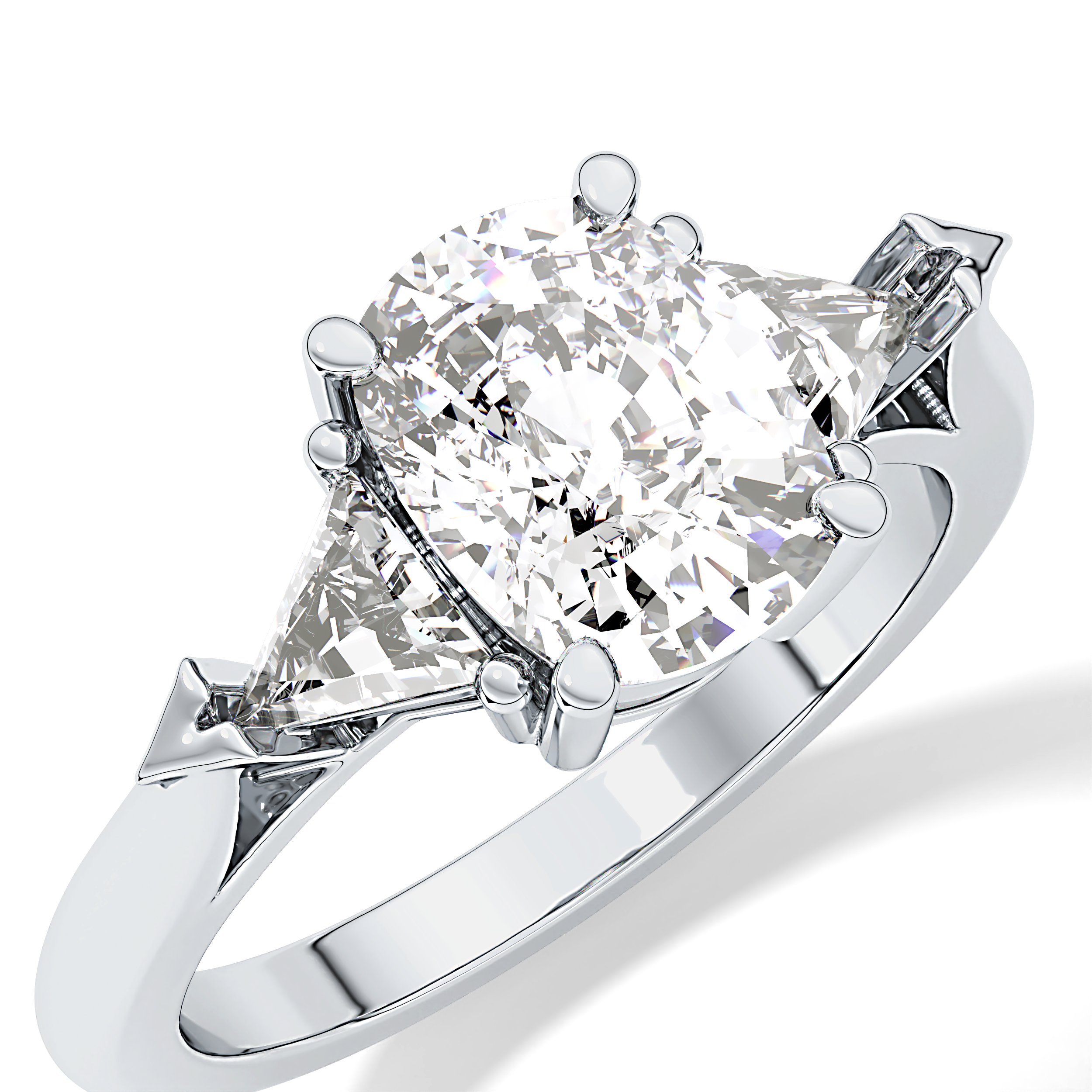 Cushion Three Stone Lab Grown Diamond Engagement Ring