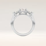 2.35 CT Cushion Shaped Three Stone Moissanite Engagement Ring