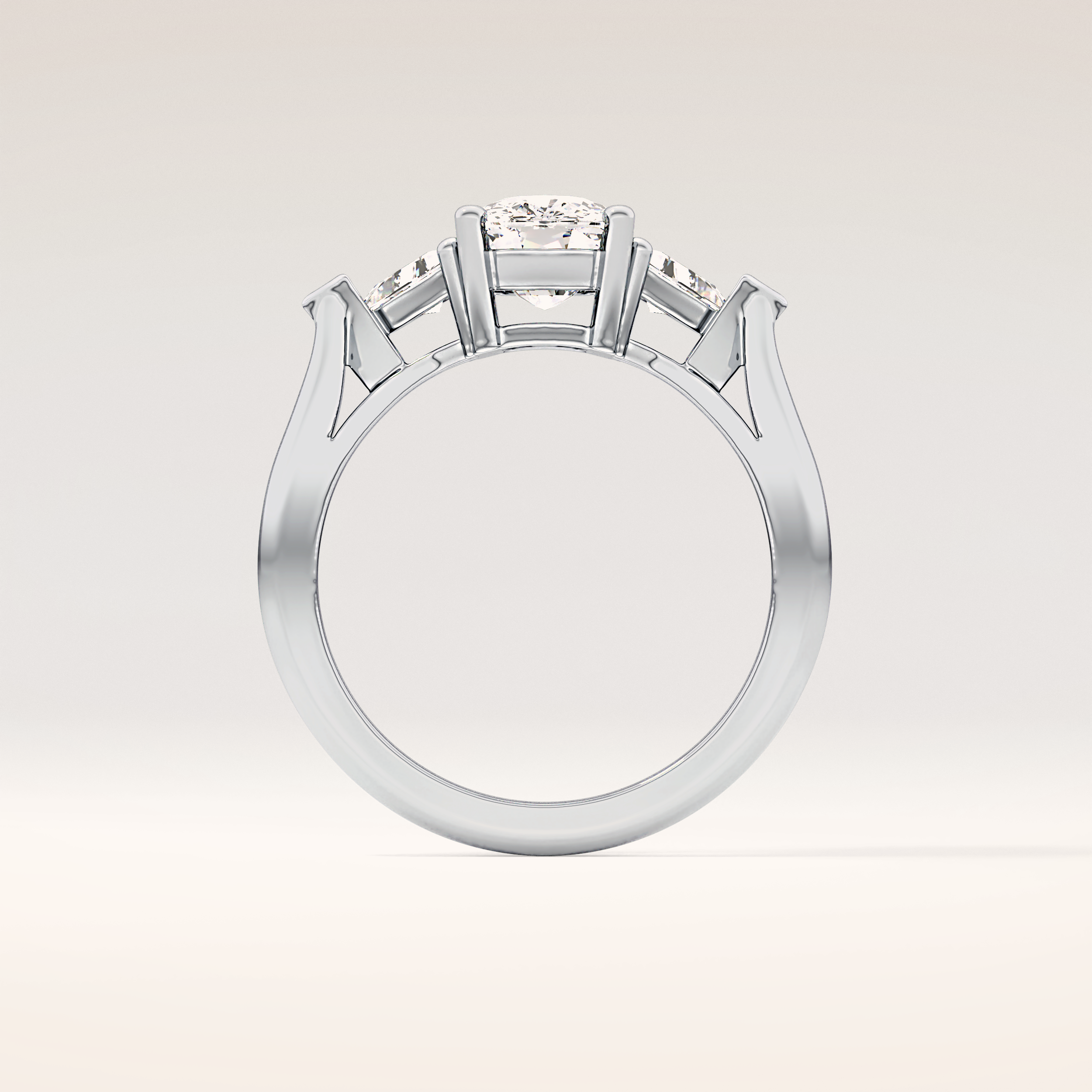 2.35 CT Cushion Shaped Three Stone Moissanite Engagement Ring