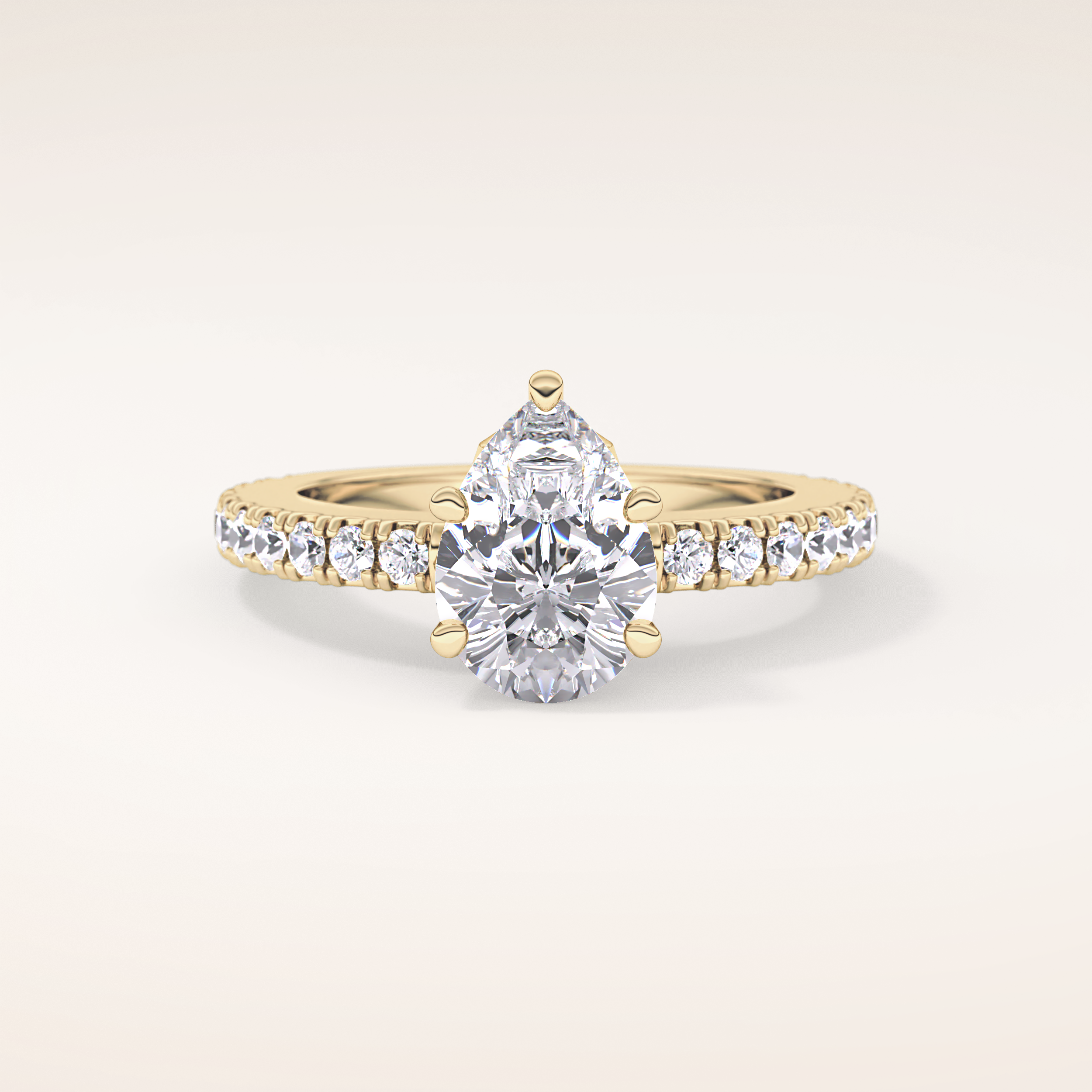 1.81 CT Pear Shaped Pave Moissanite Engagement Ring