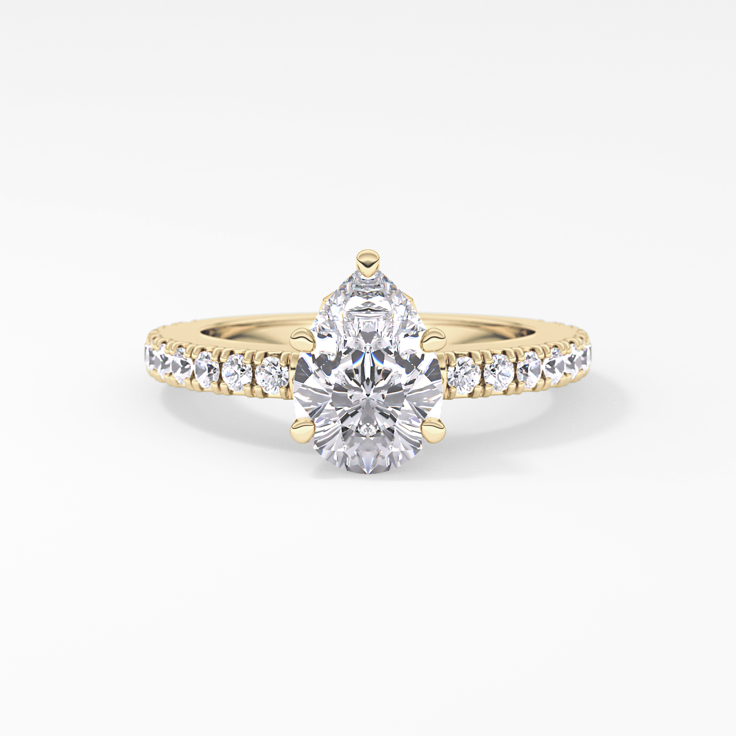 Pear Pave Lab Grown Diamond Engagement Ring