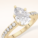 1.81 CT Pear Shaped Pave Moissanite Engagement Ring