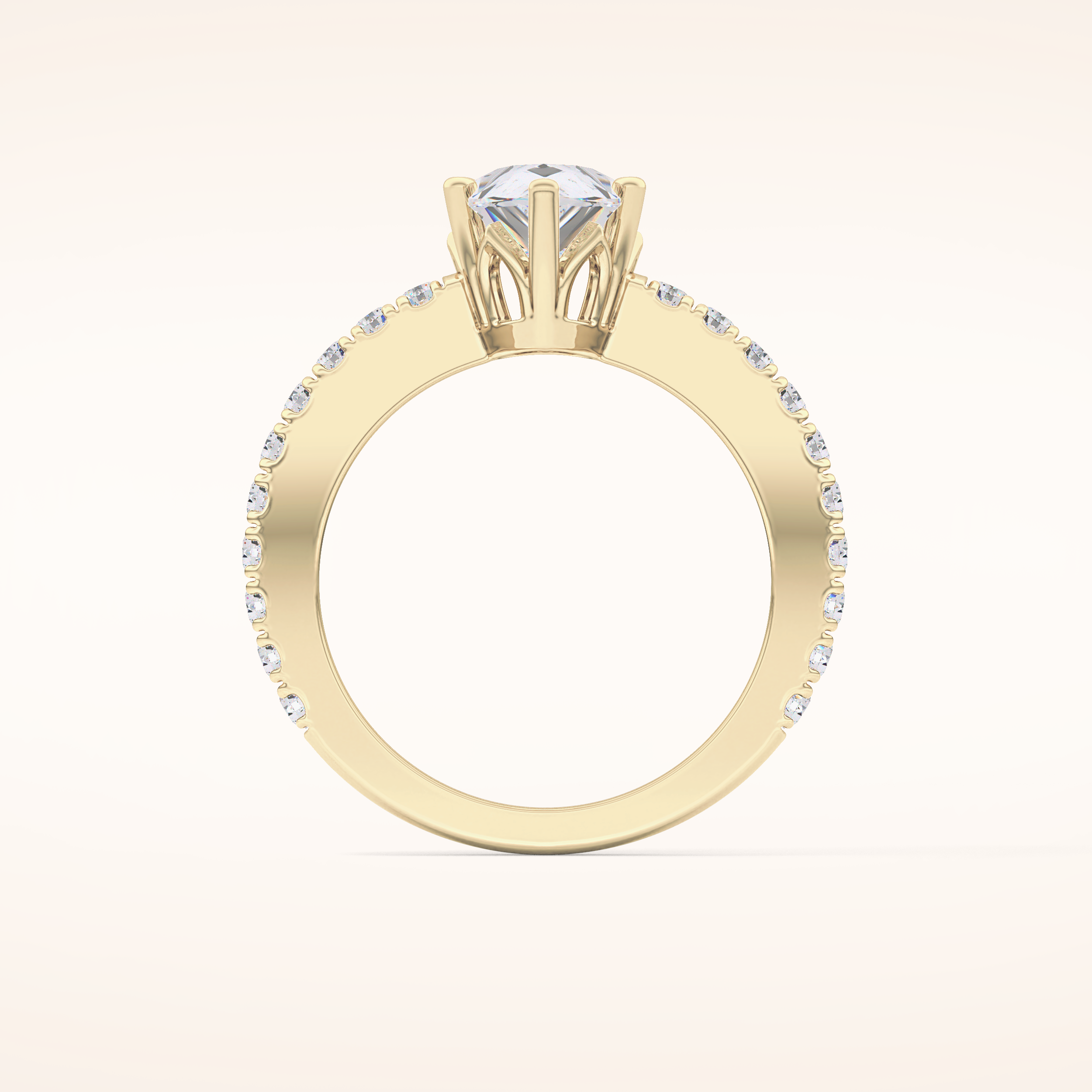 1.81 CT Pear Shaped Pave Moissanite Engagement Ring