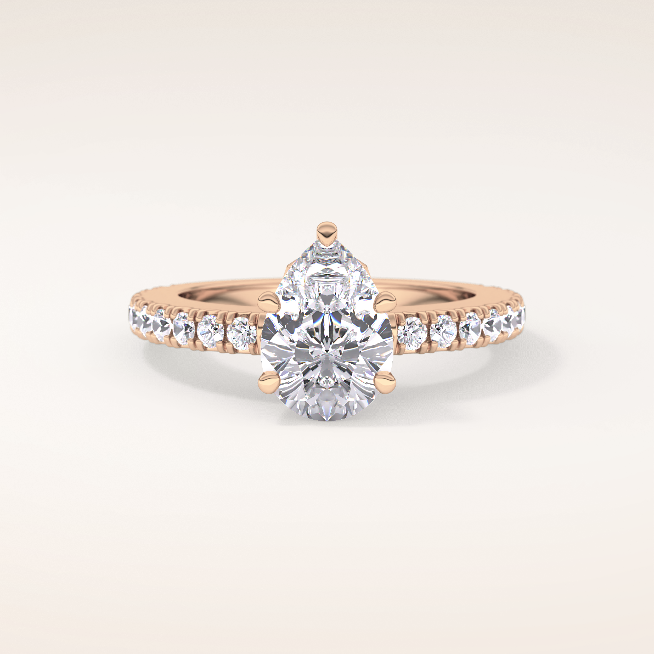 1.81 CT Pear Shaped Pave Moissanite Engagement Ring