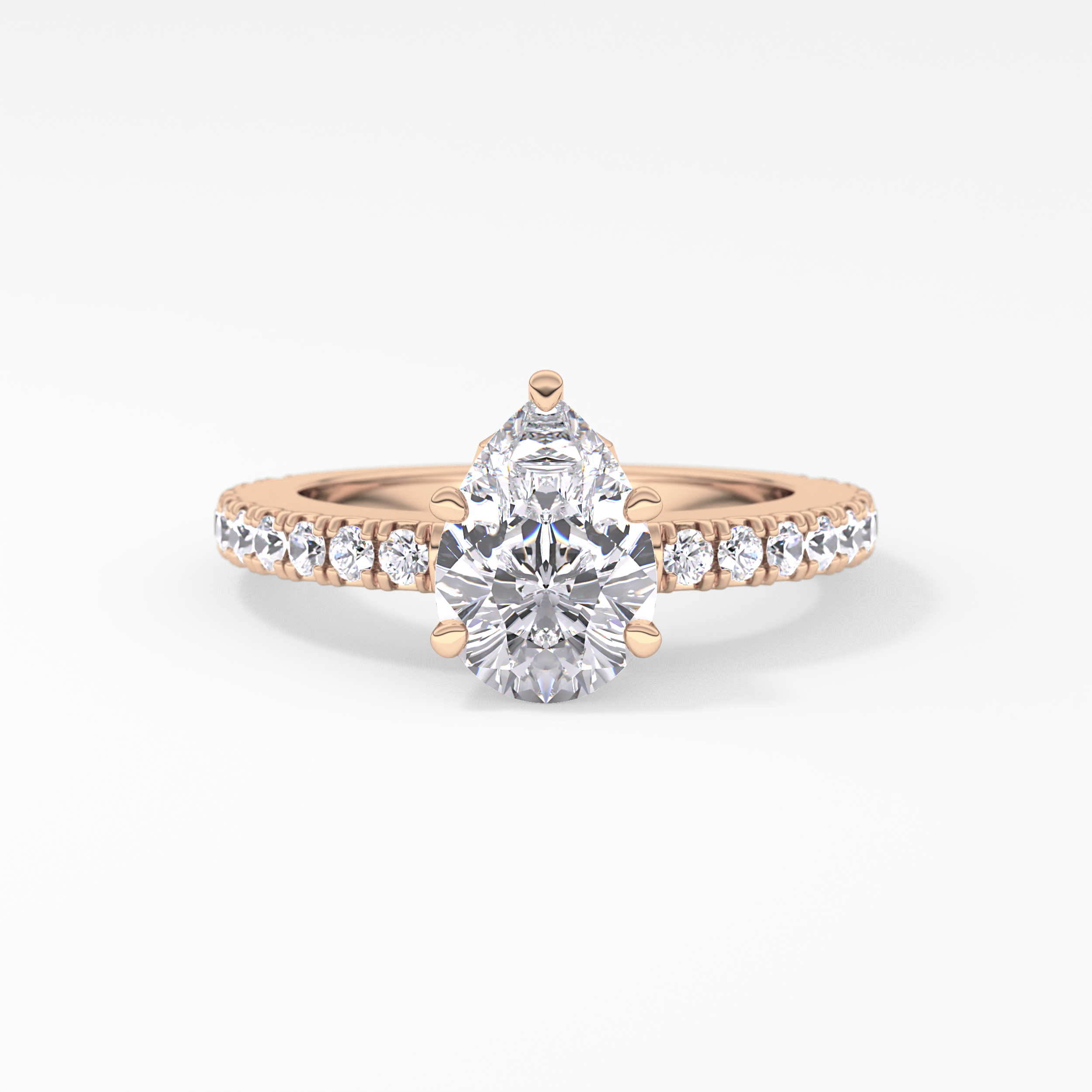 Pear Pave Lab Grown Diamond Engagement Ring