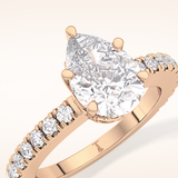 1.81 CT Pear Shaped Pave Moissanite Engagement Ring