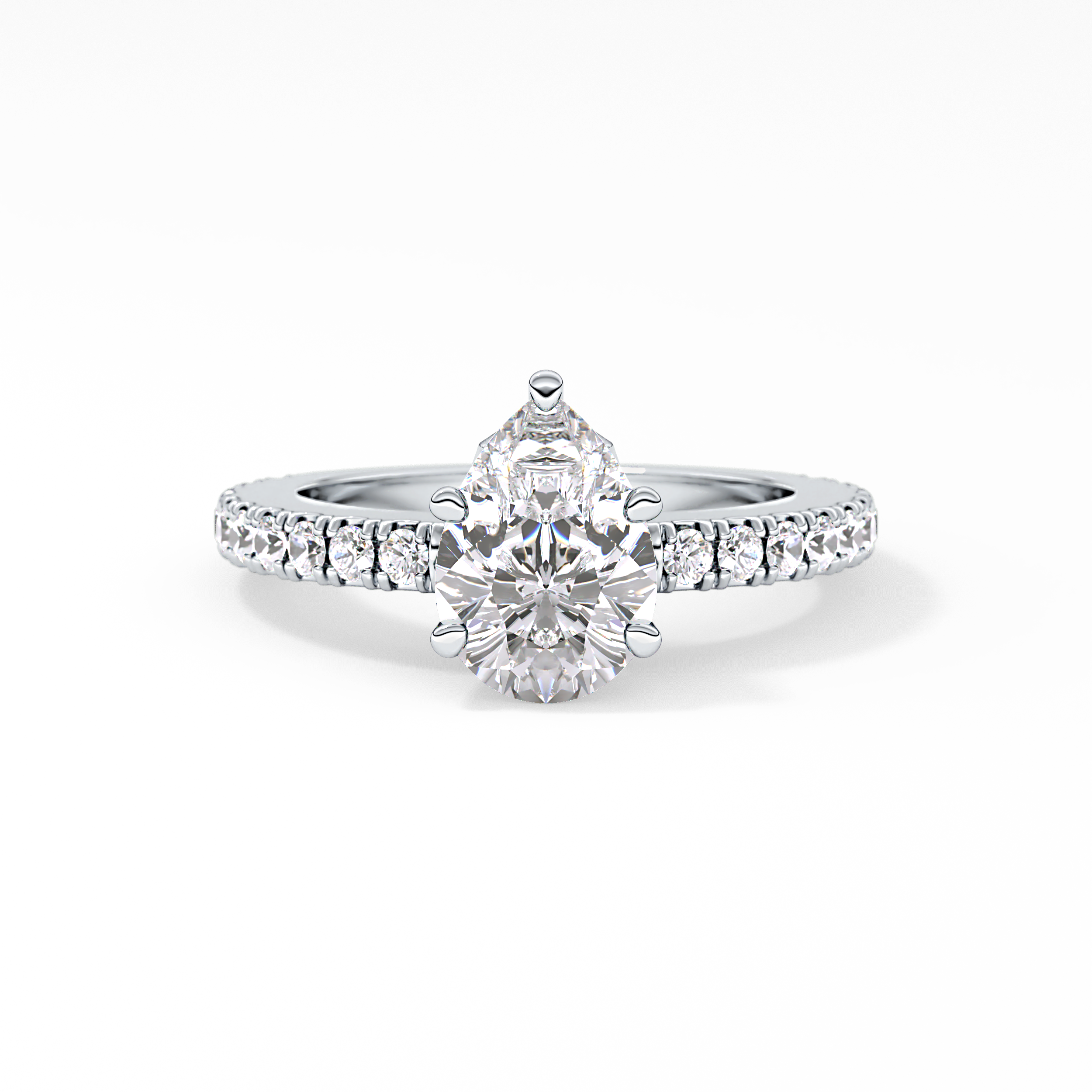 Pear Pave Lab Grown Diamond Engagement Ring