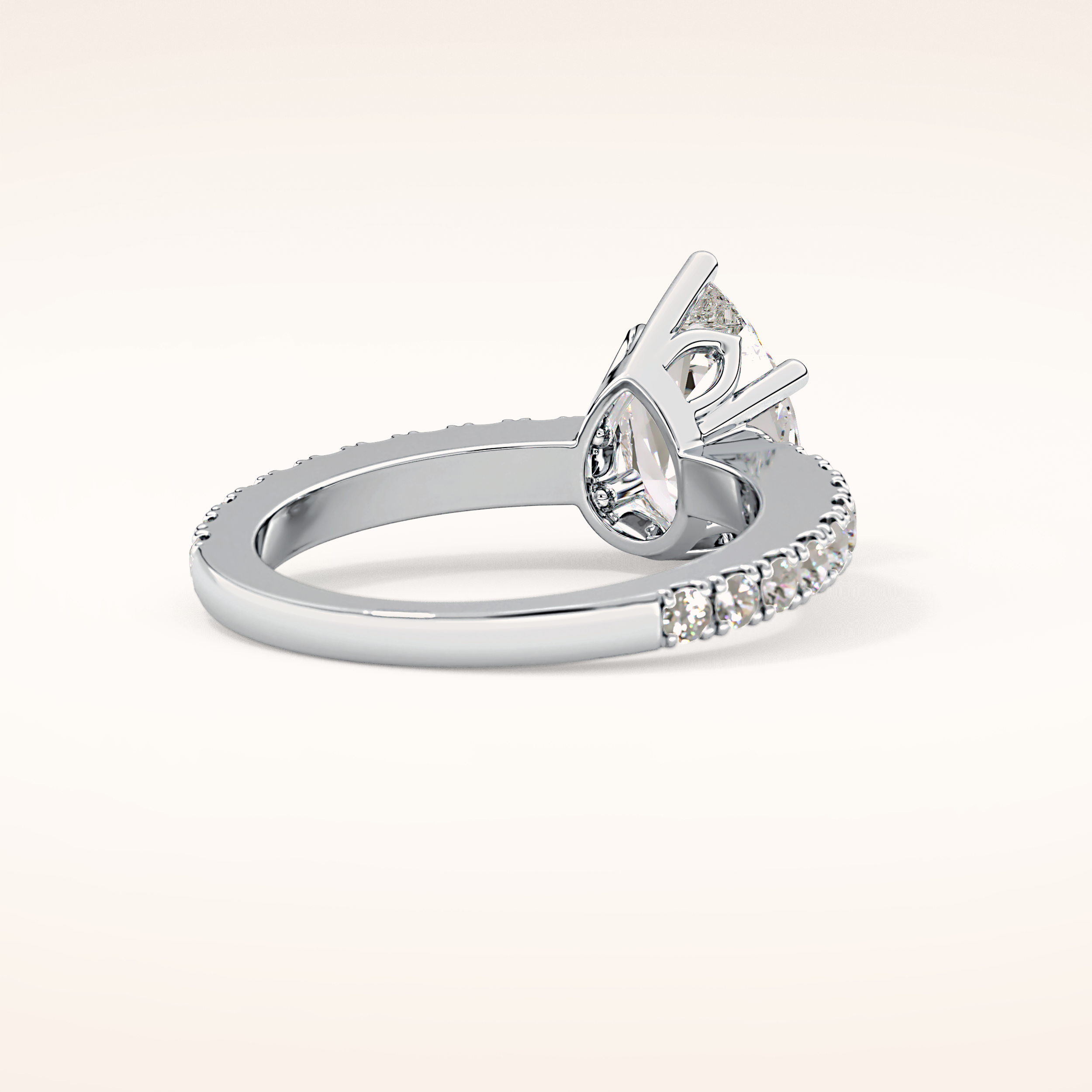 1.81 CT Pear Shaped Pave Moissanite Engagement Ring