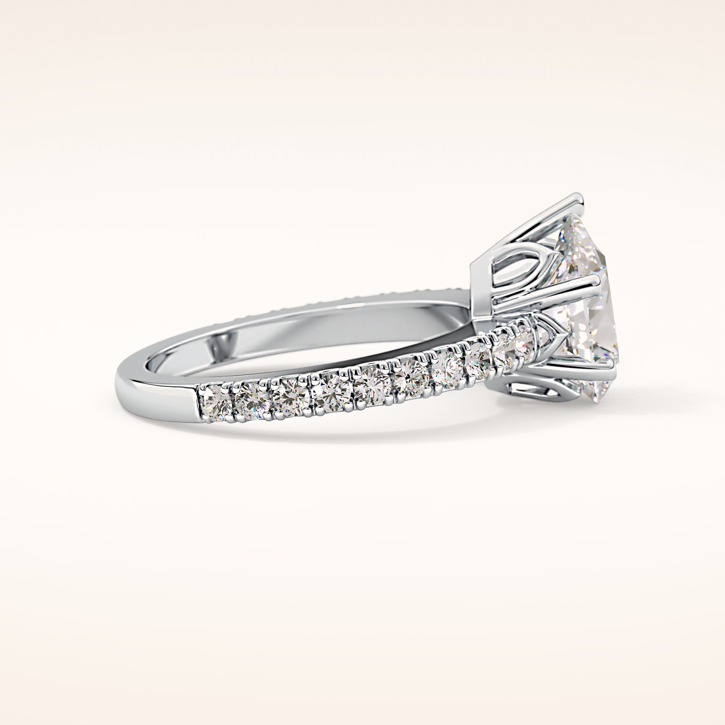 1.81 CT Pear Shaped Pave Moissanite Engagement Ring