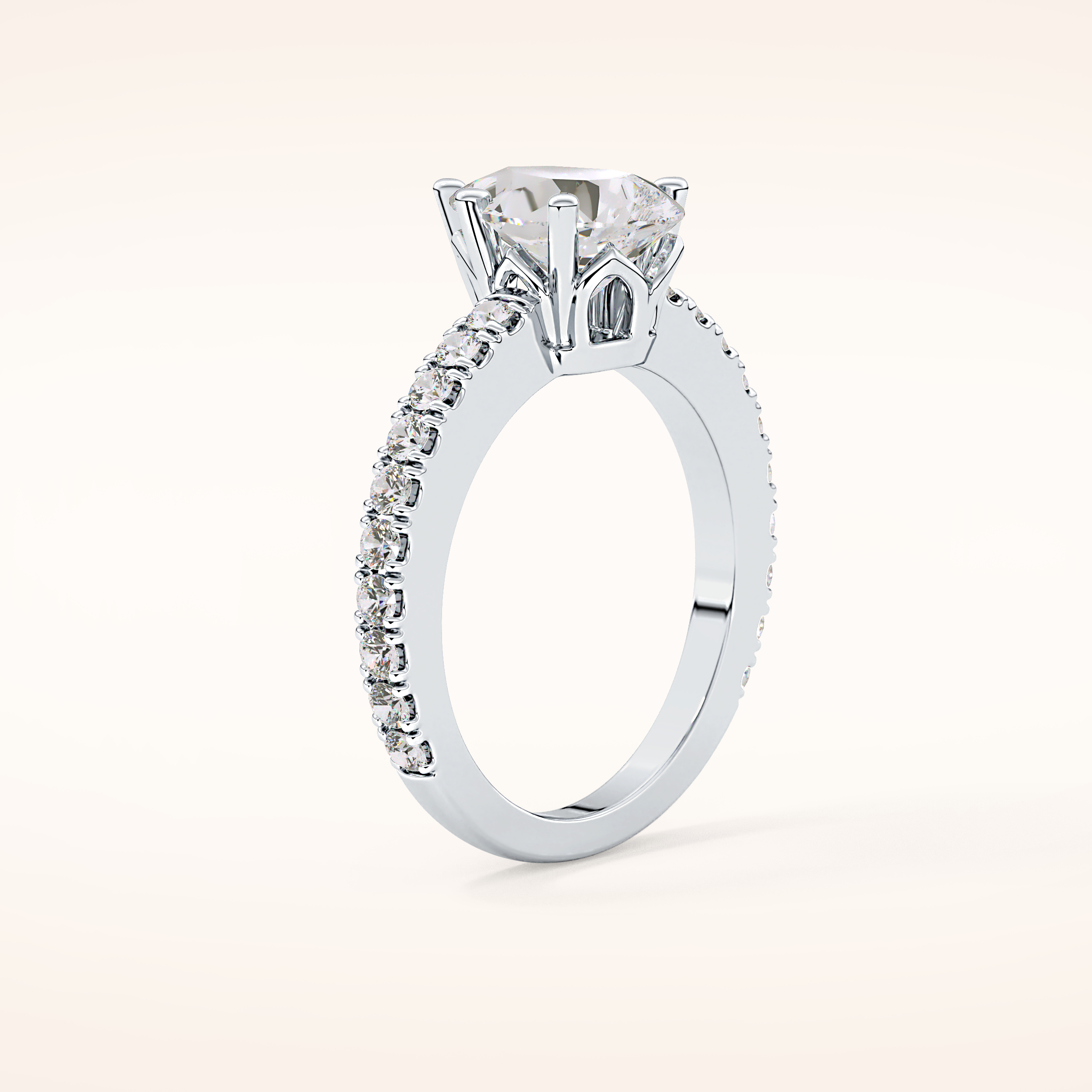 1.81 CT Pear Shaped Pave Moissanite Engagement Ring