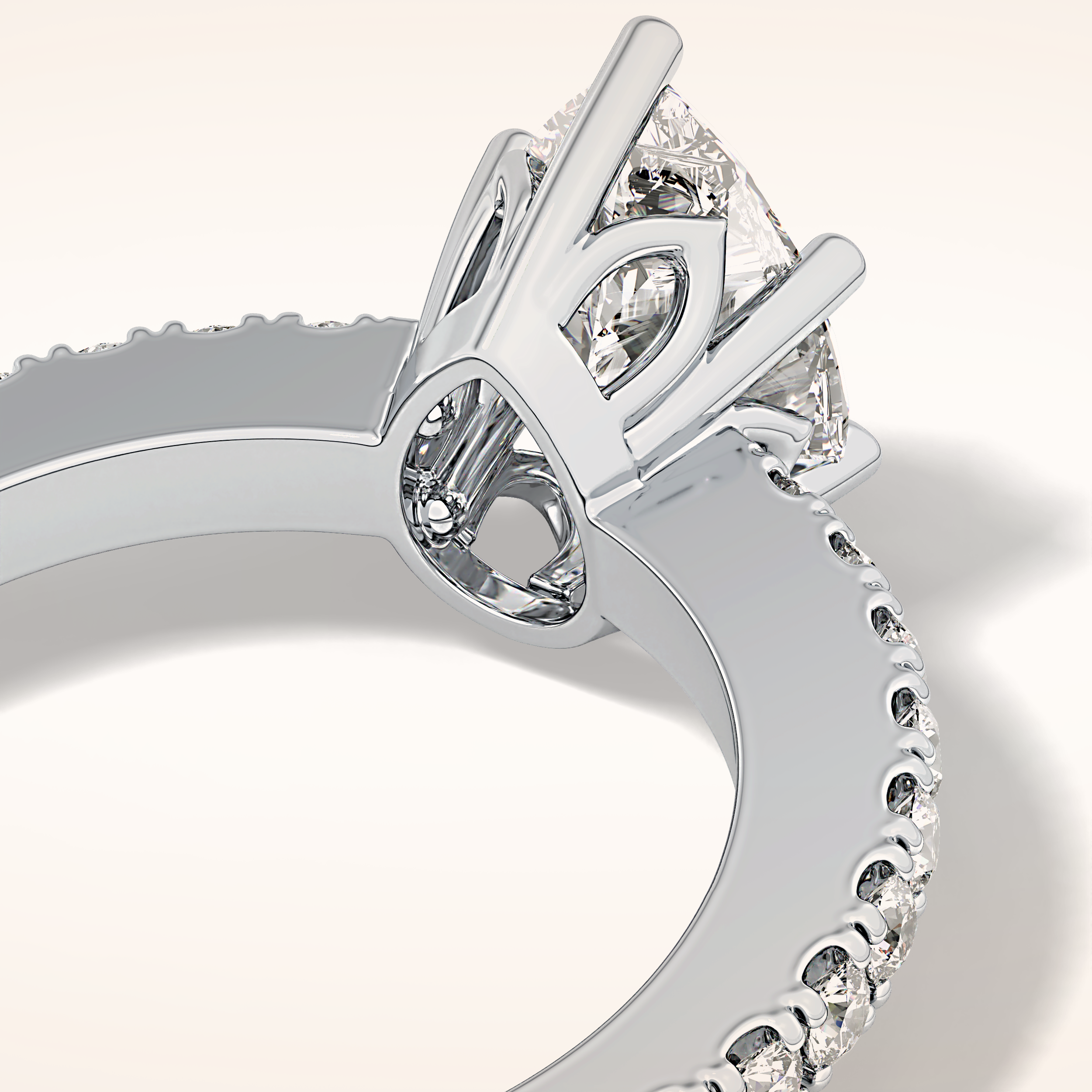 1.81 CT Pear Shaped Pave Moissanite Engagement Ring