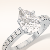 1.81 CT Pear Shaped Pave Moissanite Engagement Ring