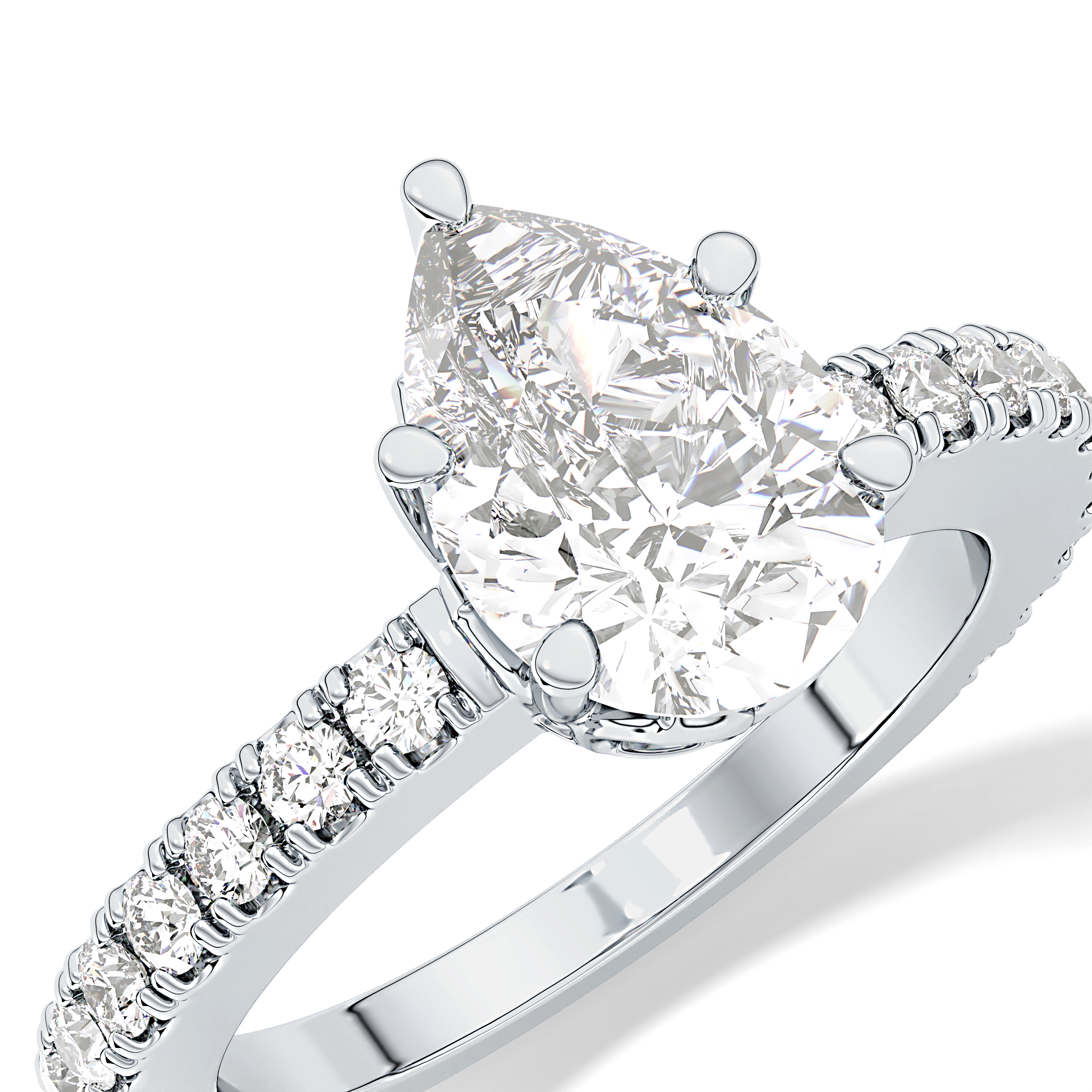 Pear Pave Lab Grown Diamond Engagement Ring
