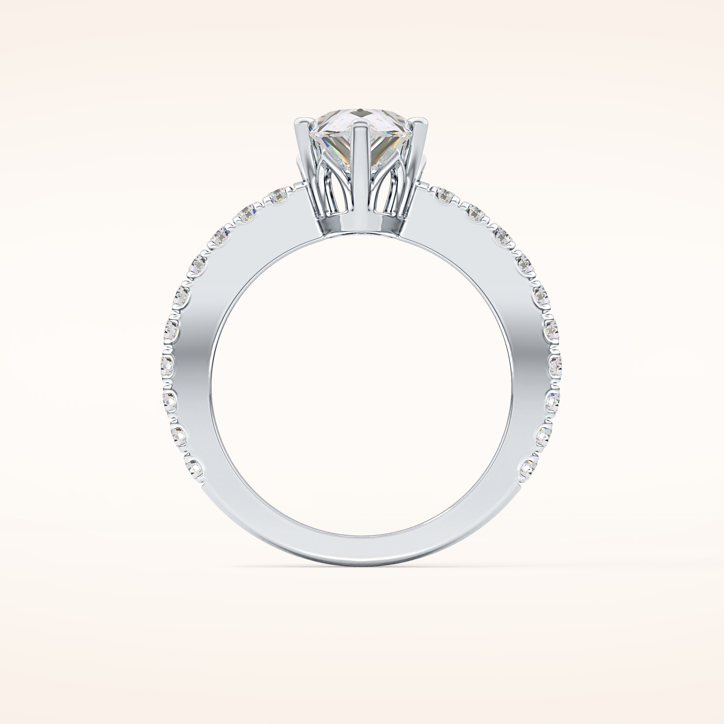 1.81 CT Pear Shaped Pave Moissanite Engagement Ring