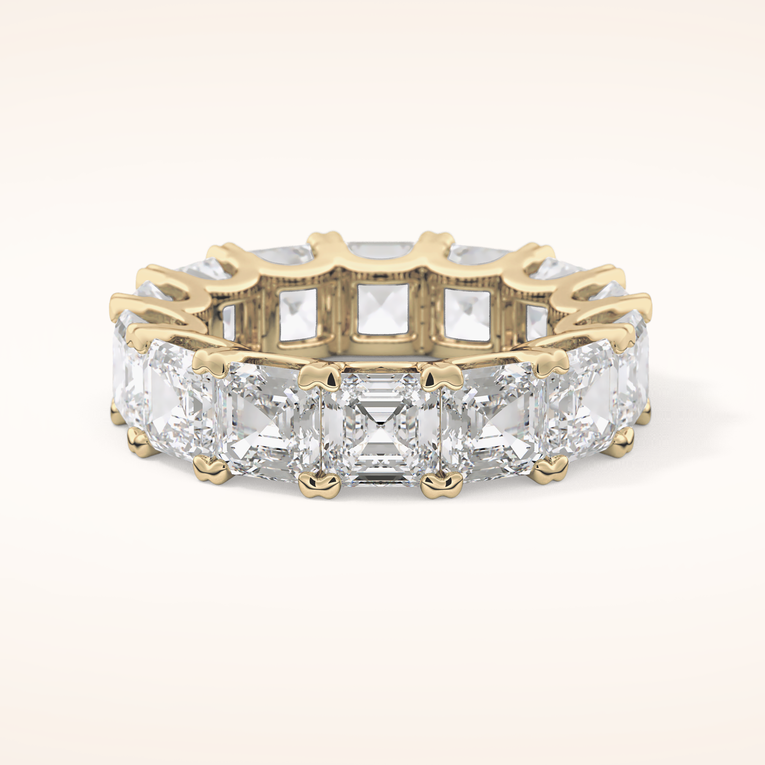 10.21 TCW Emerald & Square Shaped Moissanite Full Eternity Wedding Band