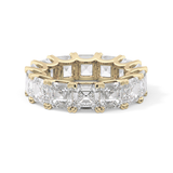 Full Eternity Wedding Band with 10.21 TCW Emerald and Square Cut Moissanite – Yellow, White, or Rose Gold